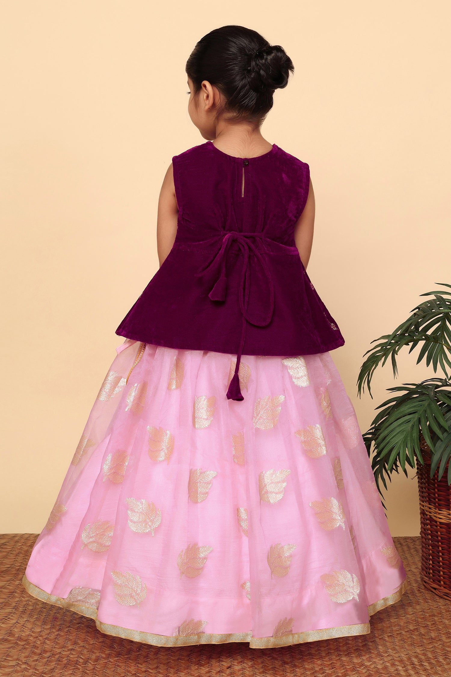 Girl's Purple Organza Embroidered Lehenga Choli Set - Fashion Dream