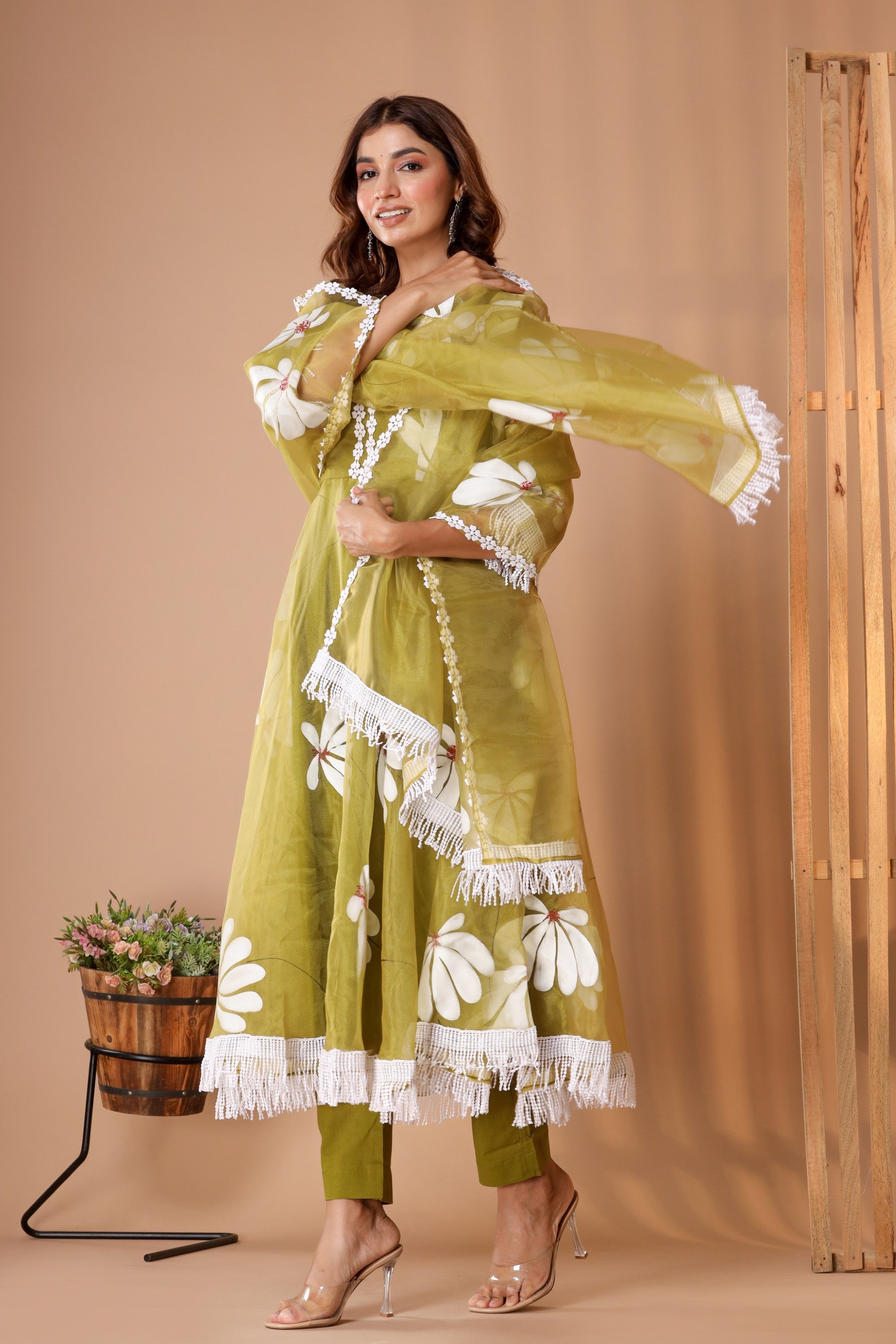 Women's Hand Paint Organza Suit Set