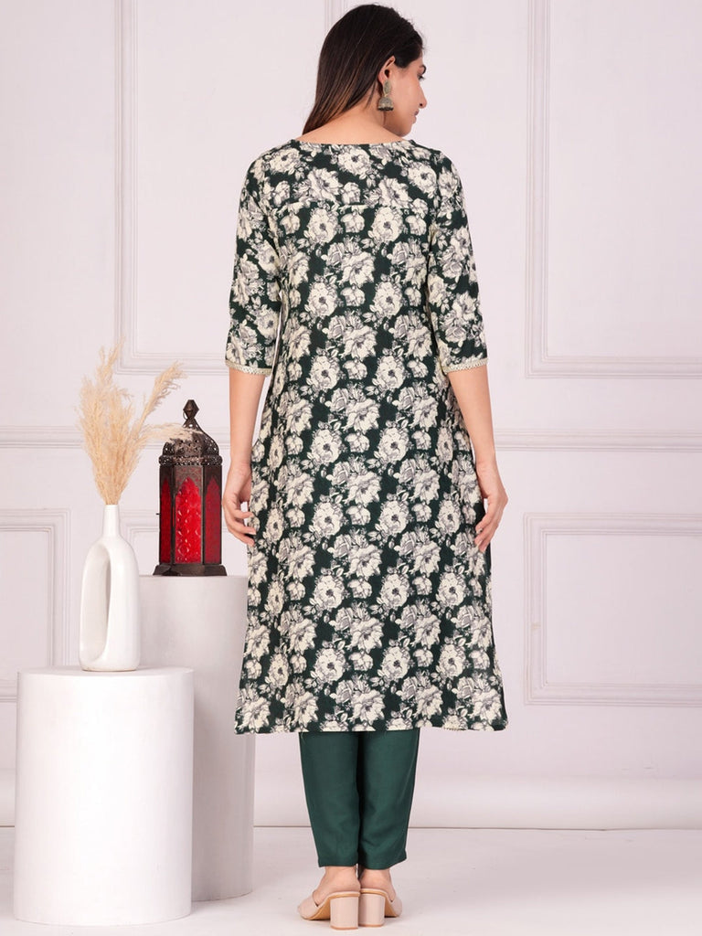 Women's Floral Printed Regular Straight Kurta & Palazzos With Dupatta