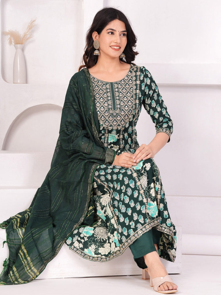 Women's Floral Printed Kurta with Palazzos & Dupatta