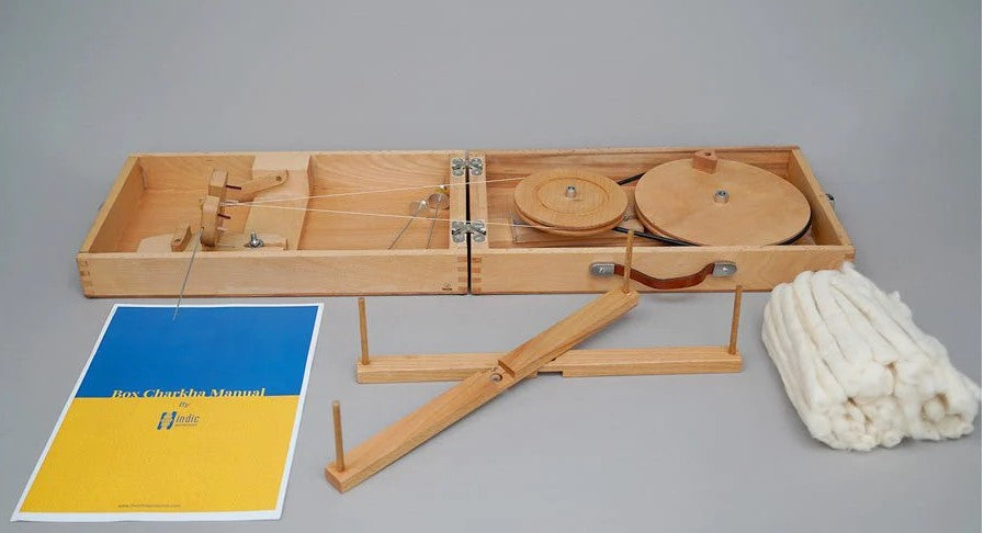 Wooden Box Charkha- Spinning Wheel Premium