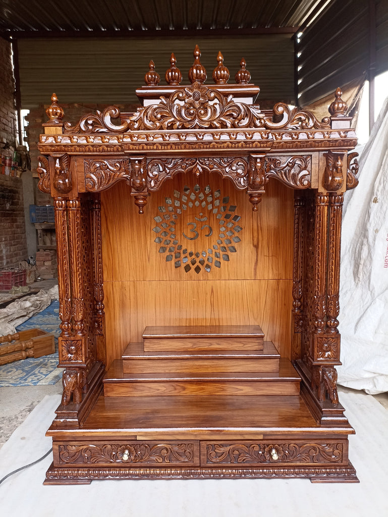 Solid Teak Wood Pooja Mandir for Home