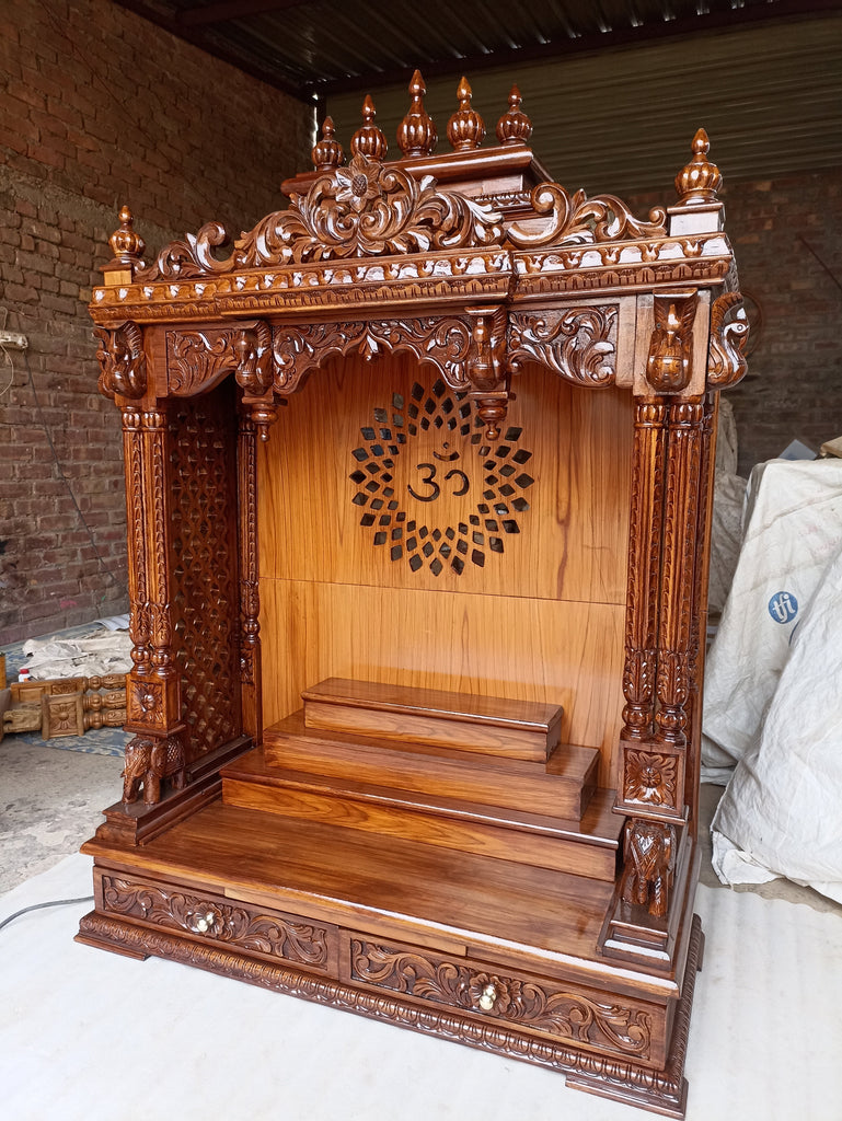 Solid Teak Wood Pooja Mandir for Home