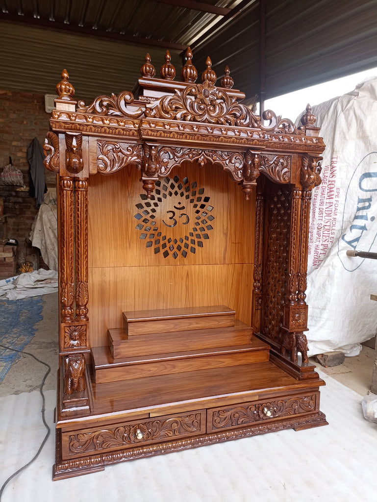 Solid Teak Wood Pooja Mandir for Home
