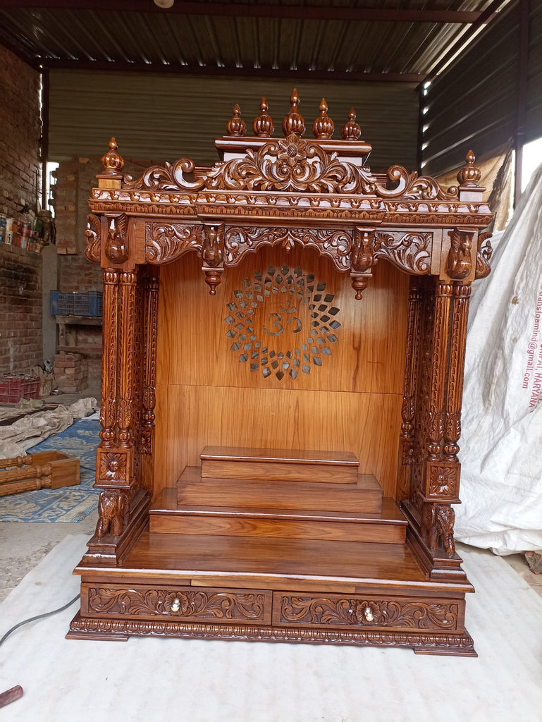 Solid Teak Wood Pooja Mandir for Home