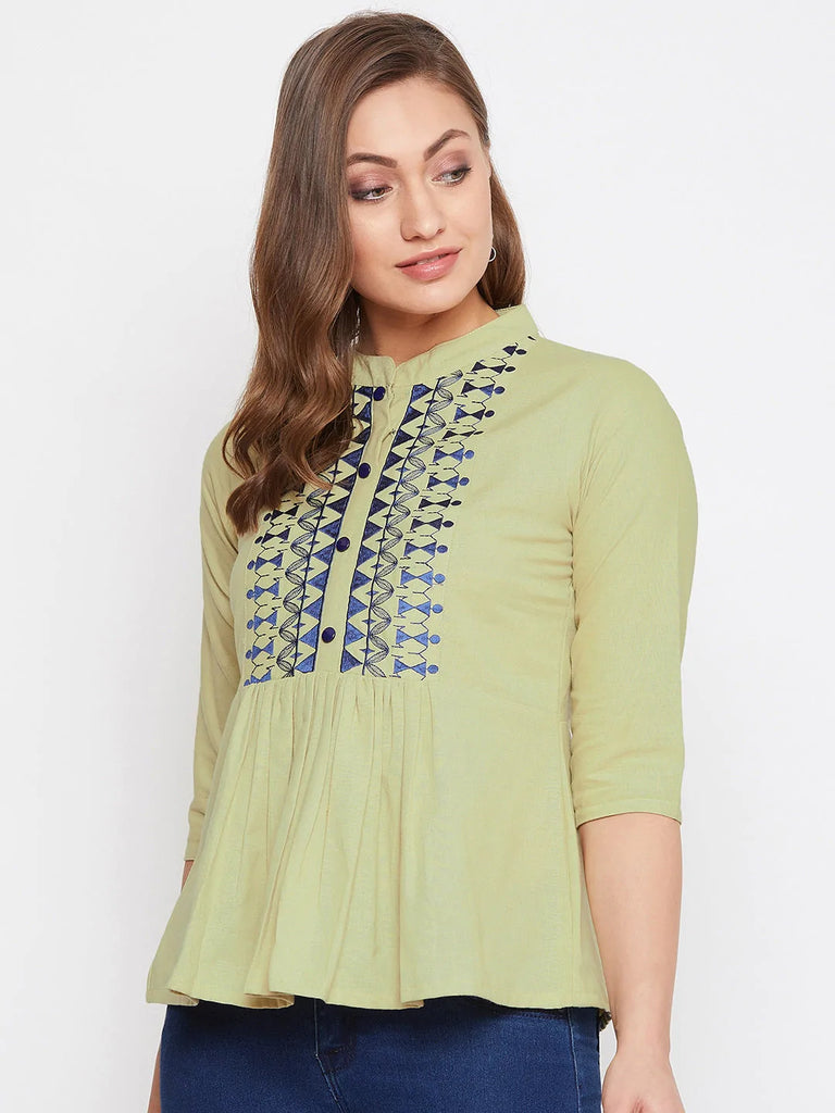 Women's Green Cotton Top