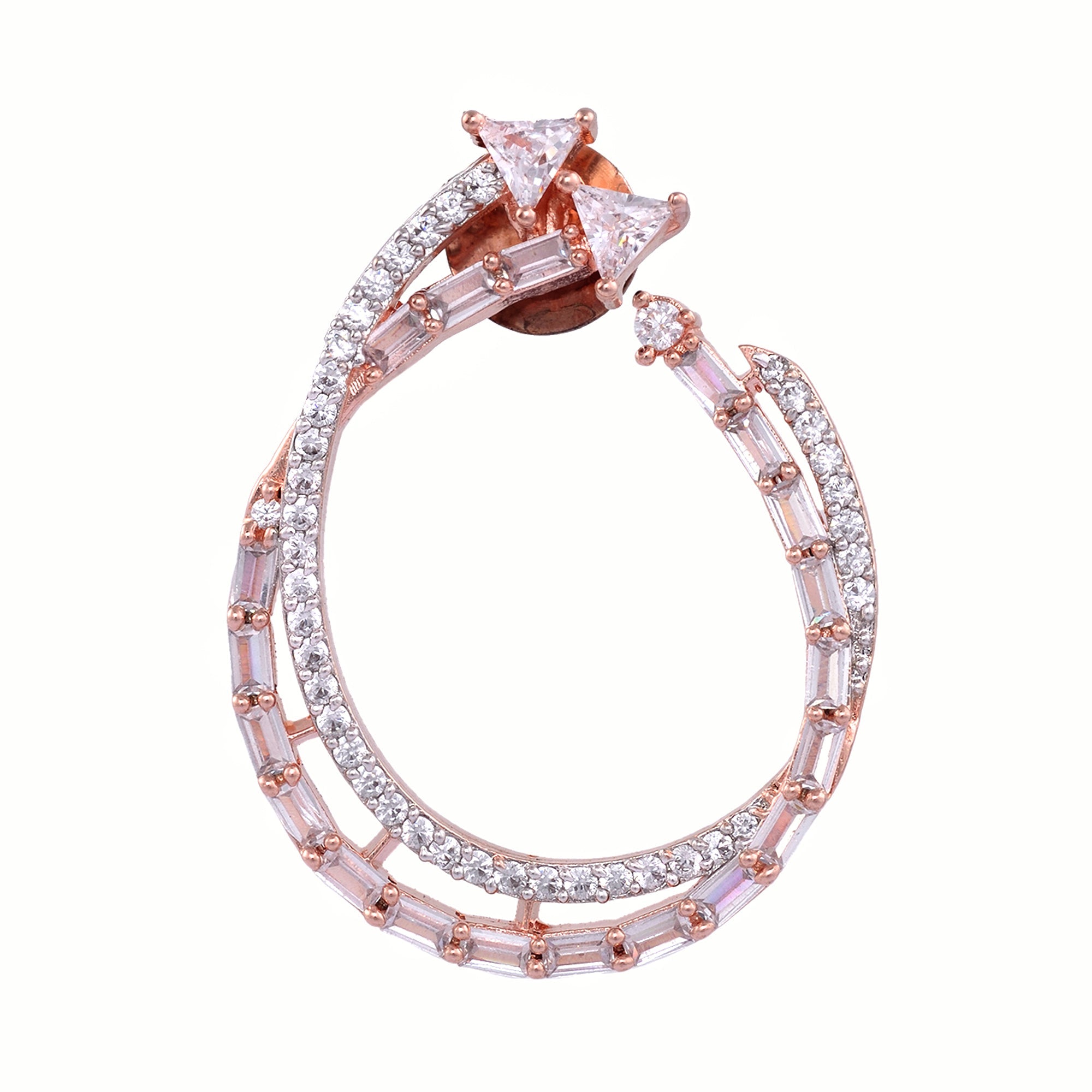 Stylish Party Wear Rose Gold Plated Ad Studded Handcrafted Earrings for Women and Girls
