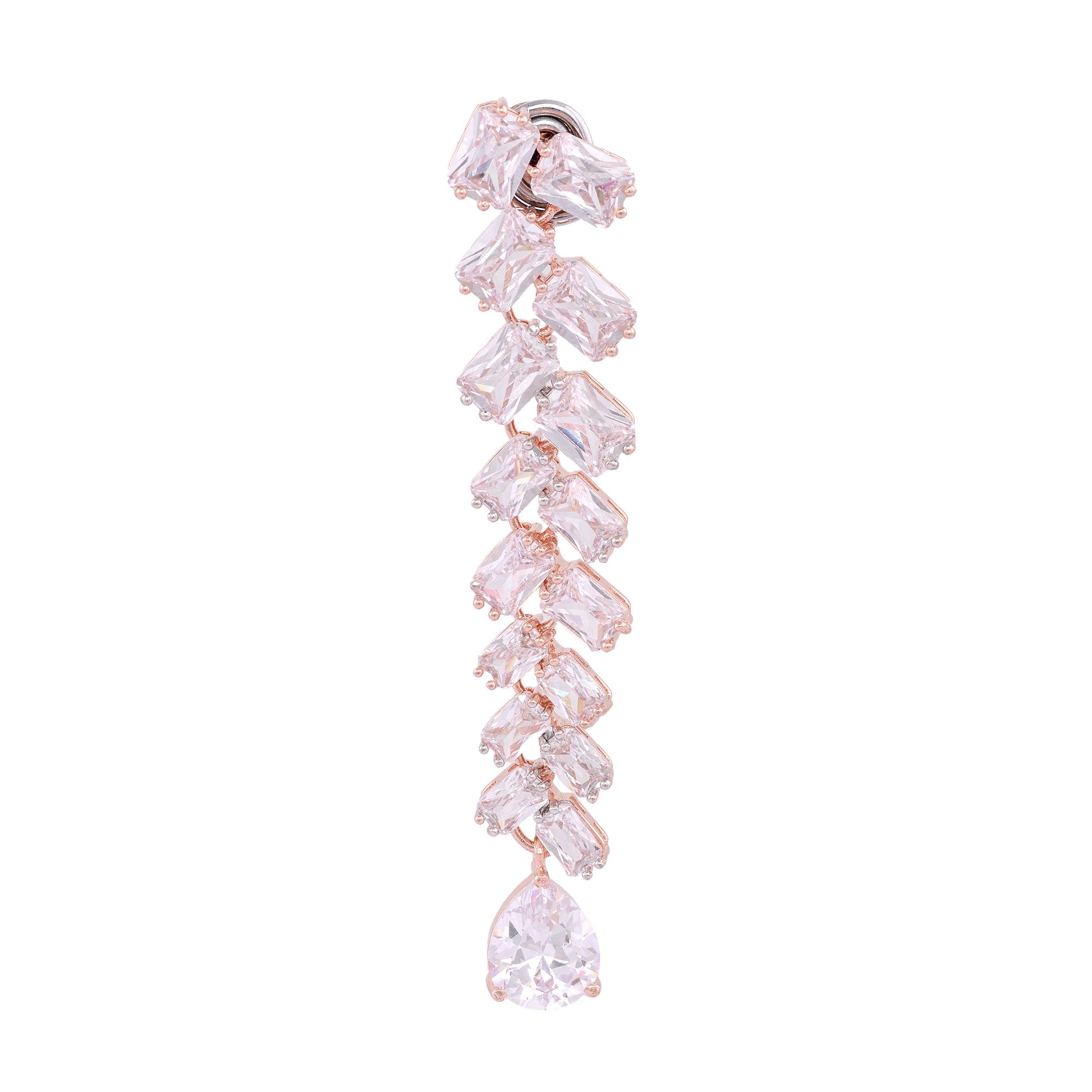Rose Gold Plated Ad Studded Handcrafted Dropdown Earrings for Women and Girls