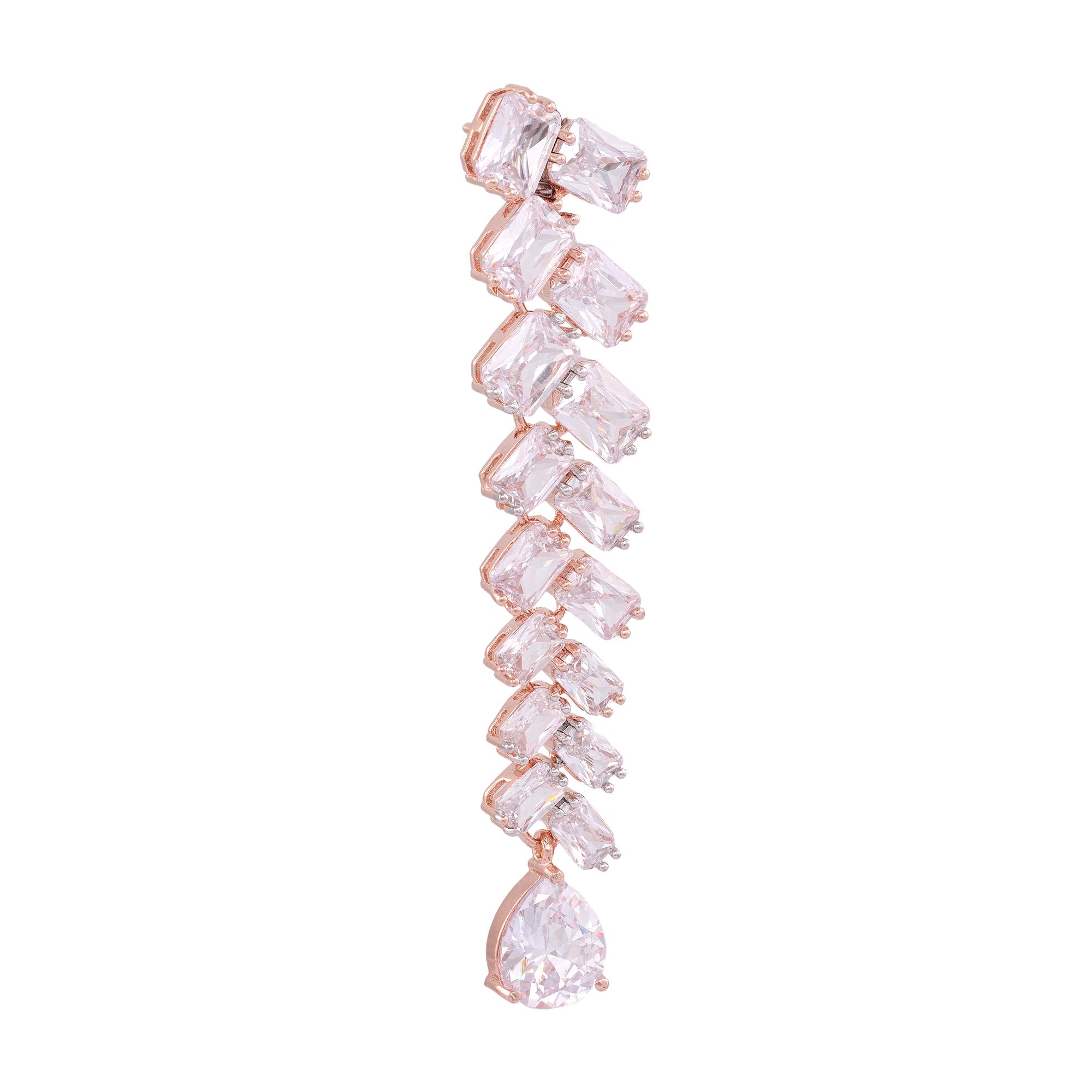 Rose Gold Plated Ad Studded Handcrafted Dropdown Earrings for Women and Girls