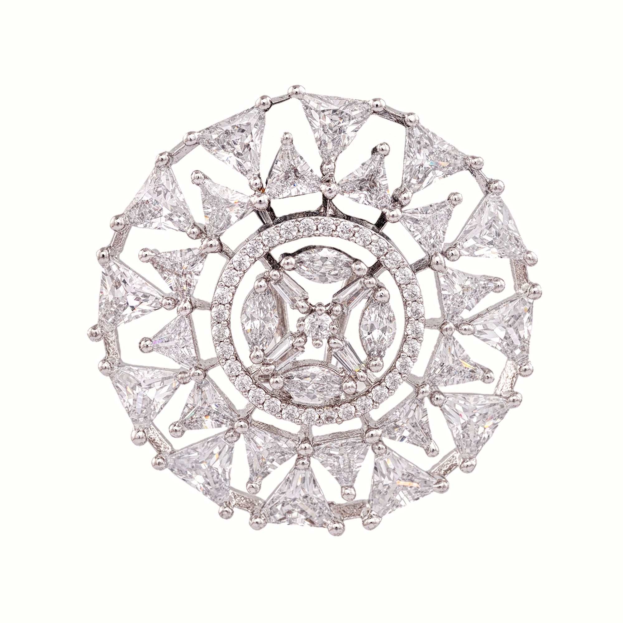 White Rhodium Plated American Diamond Studded Handcrafted Earrings for Women and Girls