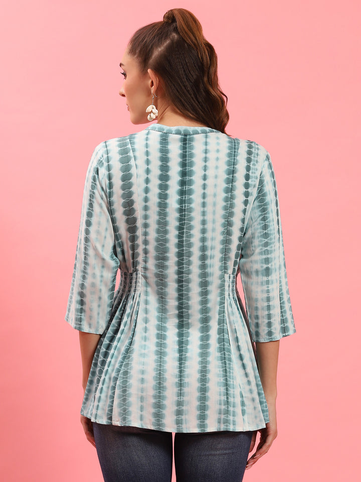 Women's Liva (Rayon) Blue Tie Dye Print Tunic