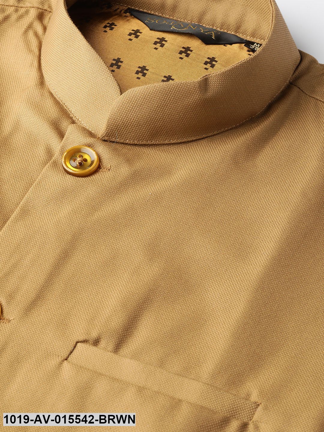 Men's Cotton Blend Brown Solid Nehru Jacket - Final Clearance Sale