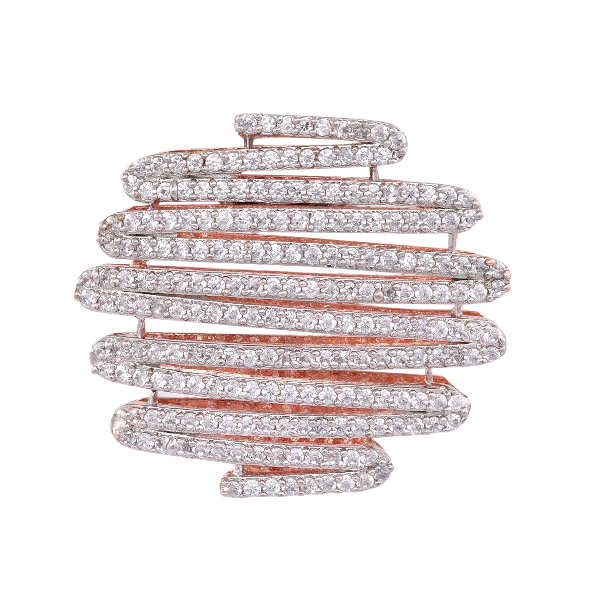 Rose Gold With White American Diamond Studded Handcrafted Designer Earrings for Women and Girls