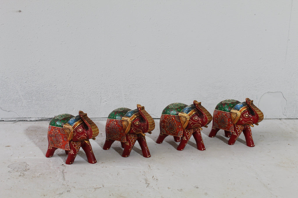 Medium Hand-Painted Mango Wood Elephant