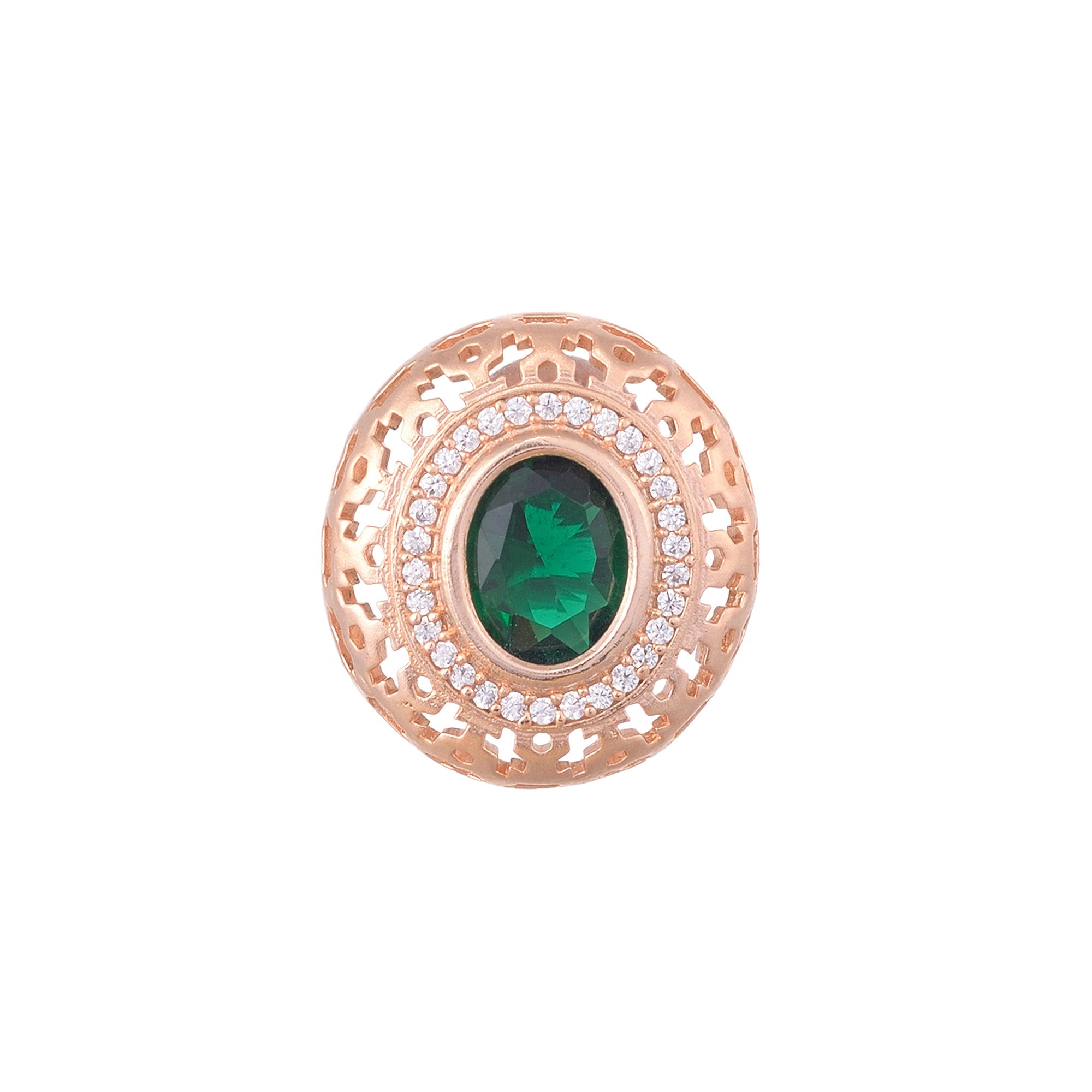 Royal Emerald Studs Rose Gold Plated Ad Handcrafted Tops Green Small Earrings for Women and Girls