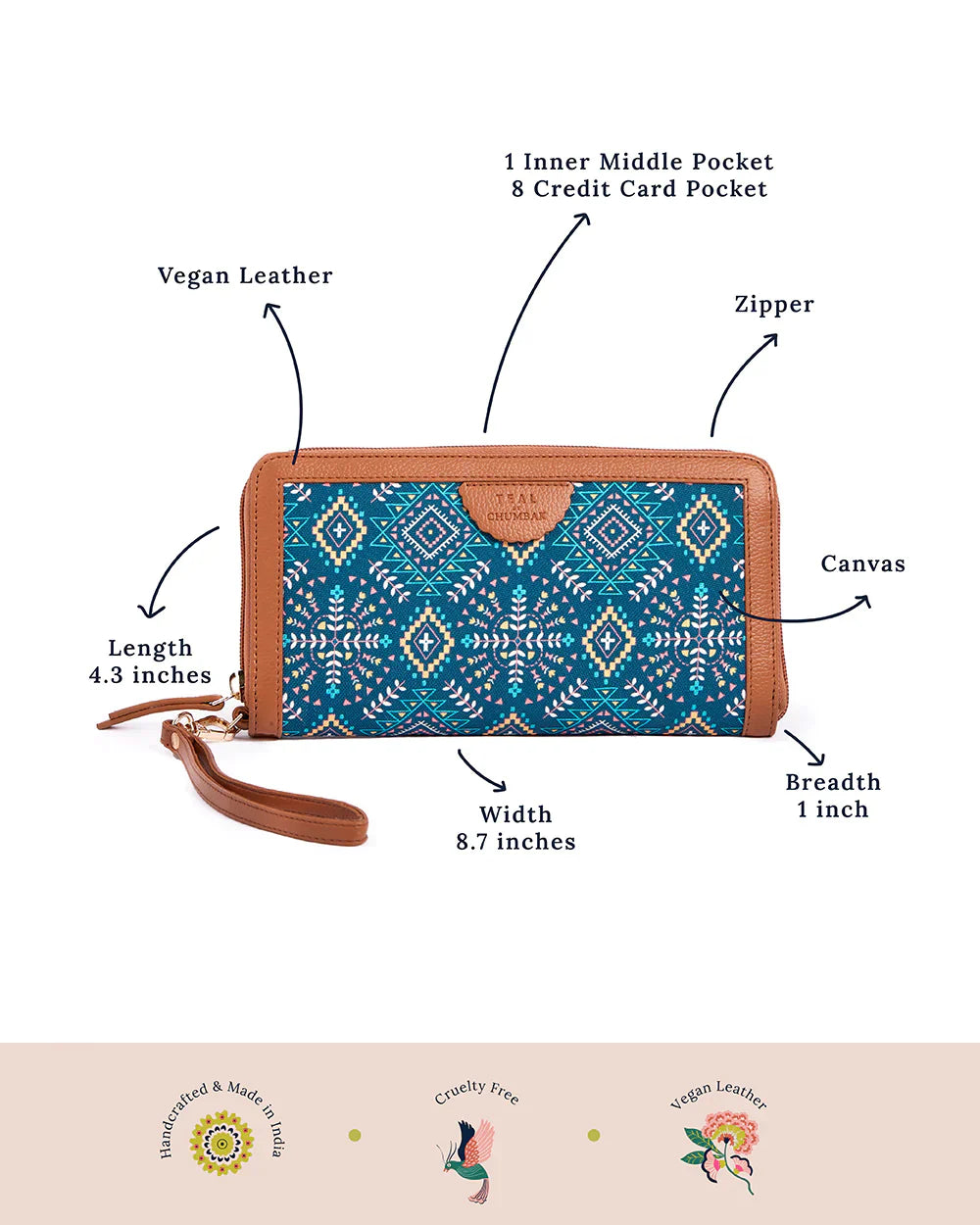 Teal By  Mexico Aztec Long Wallet - Chumbak