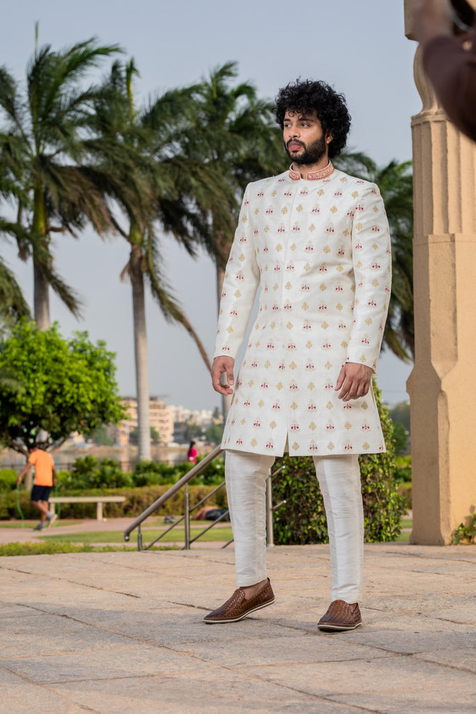 Men's Irenic White Sherwani Set