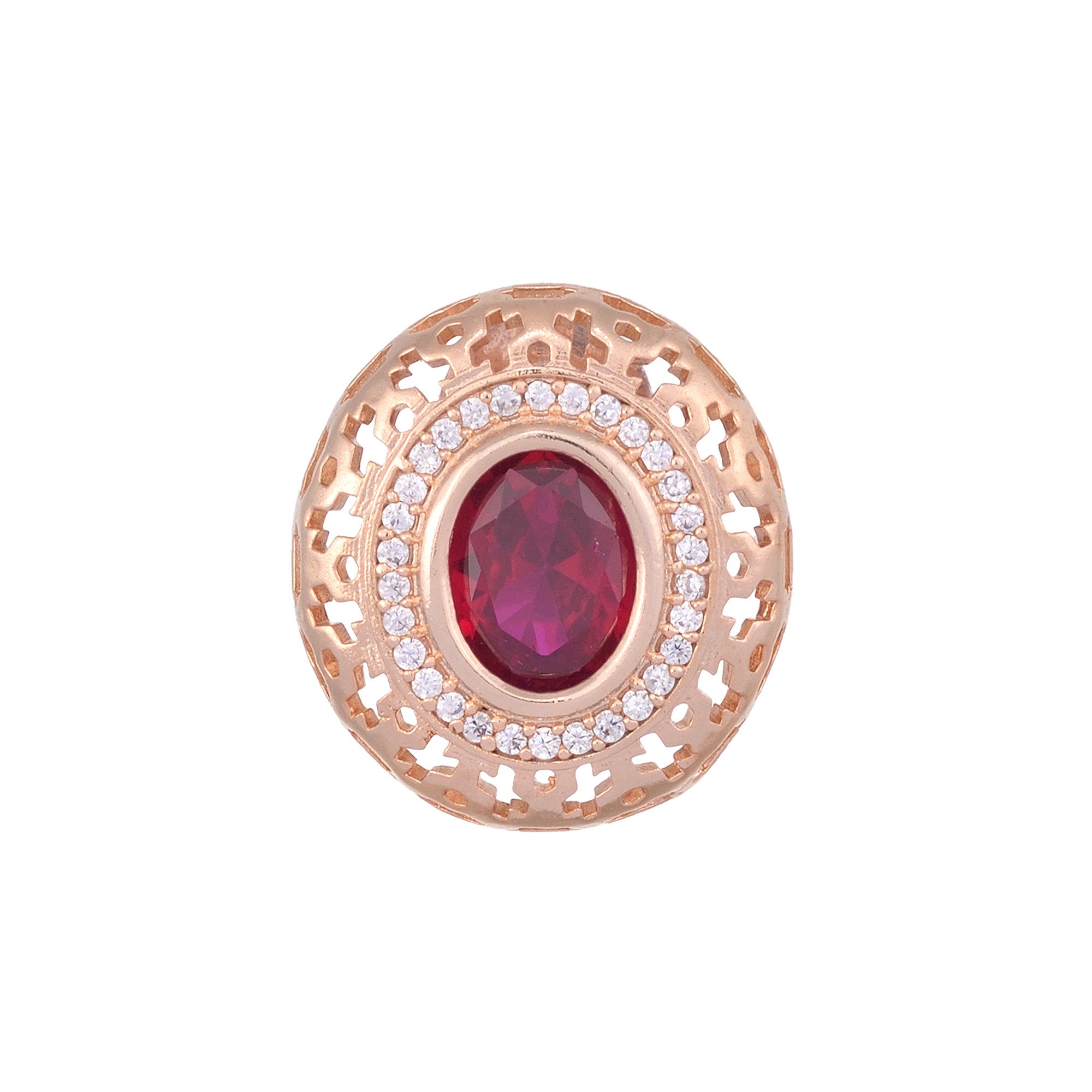Royal Ruby Studs Rose Gold Plated Ad Handcrafted Tops Red Small Earrings for Women and Girls