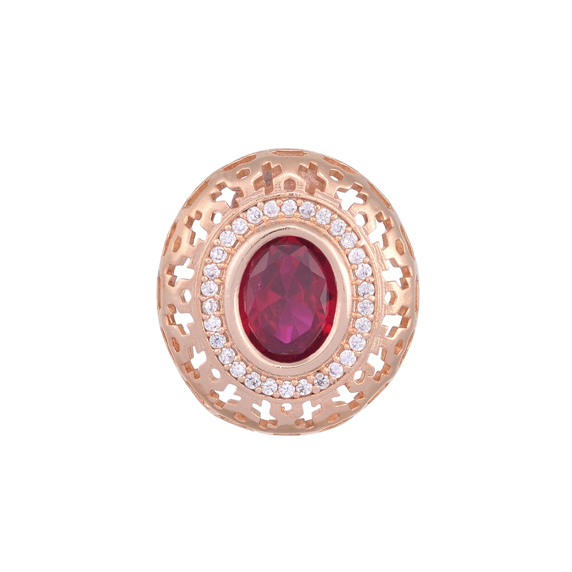 Royal Ruby Studs Rose Gold Plated Ad Handcrafted Tops Red Small Earrings for Women and Girls