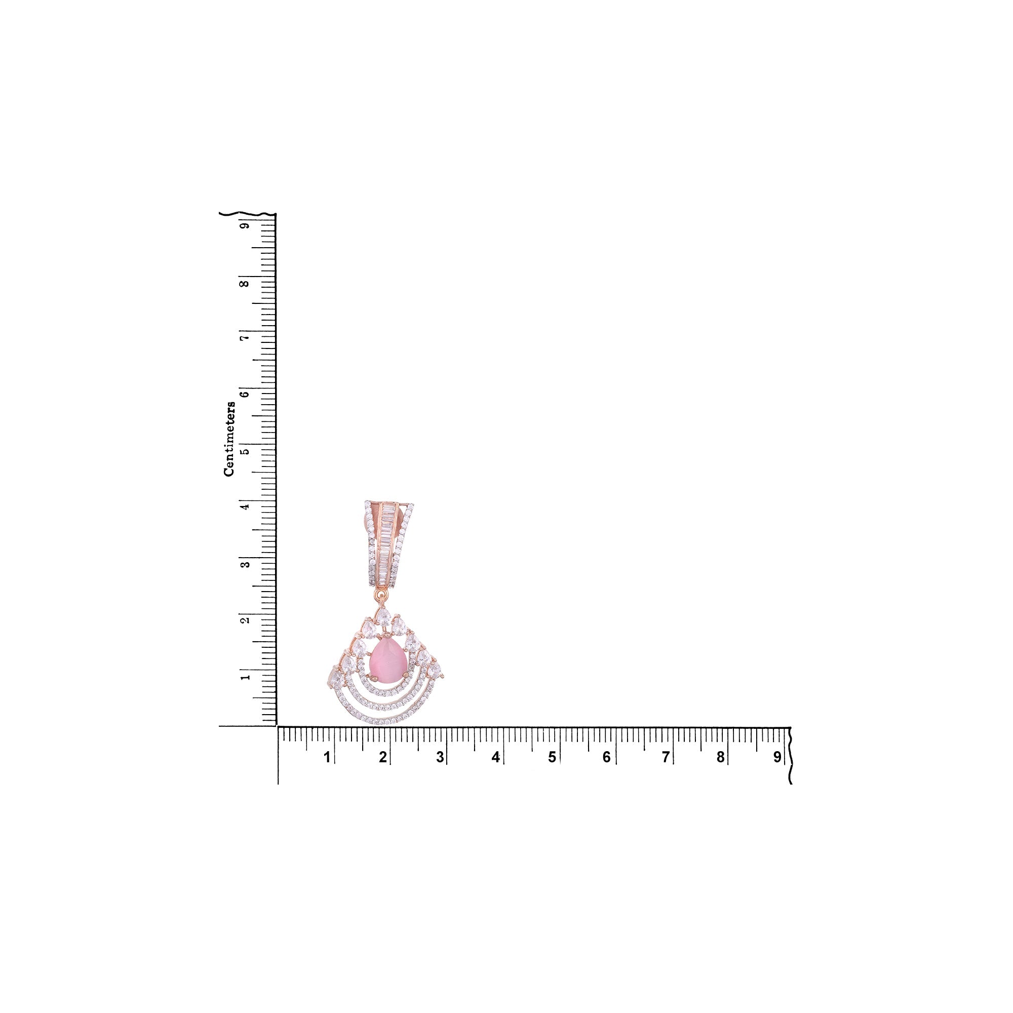 Modern Rose Quartz Danglers Pastel Pink Drop Earrings Ad Studded Rose Gold Plated for Women and Girls
