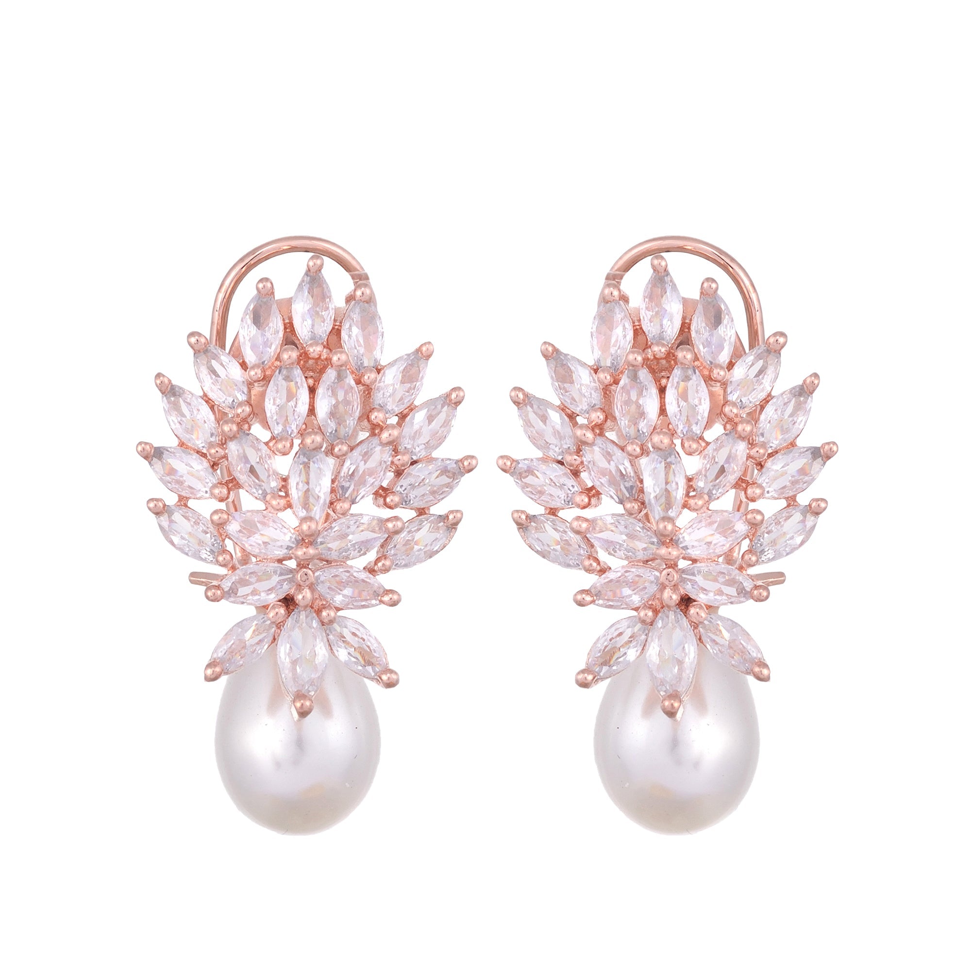 Luxurious Diamond Pearl Drop Earrings High Quality White Pearl Ad Studded for Women and Girls