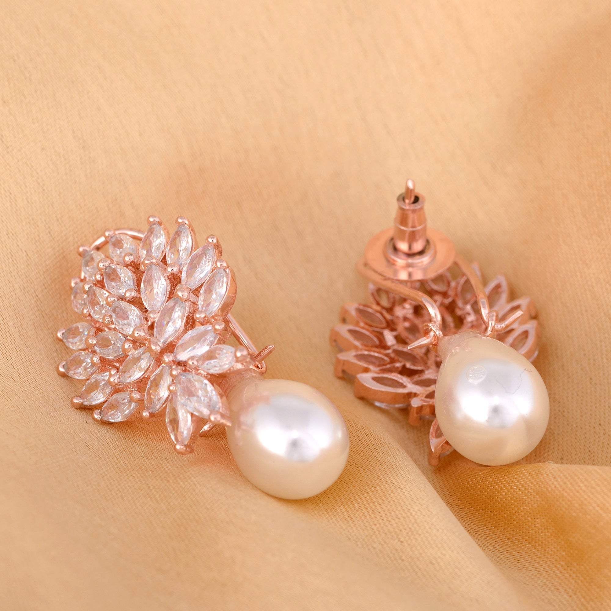 Luxurious Diamond Pearl Drop Earrings High Quality White Pearl Ad Studded for Women and Girls