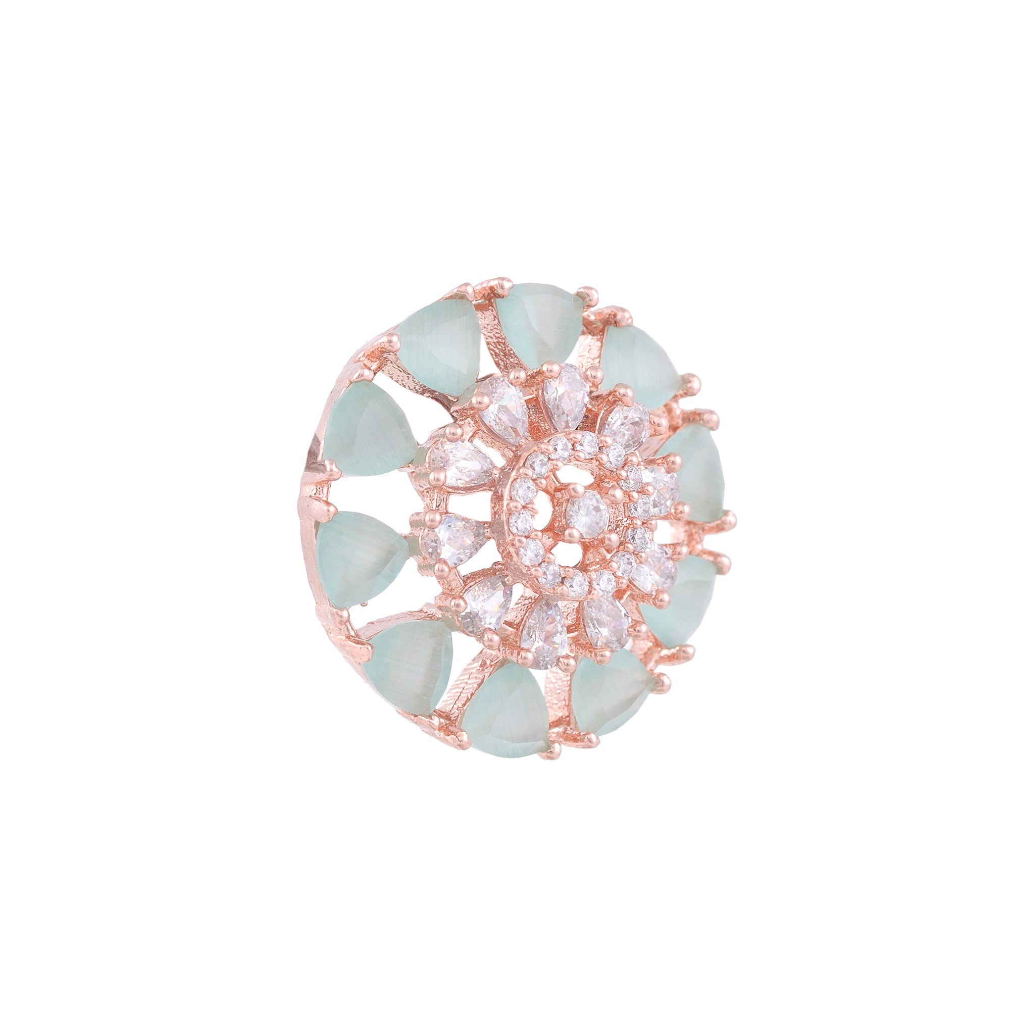Subtle Light Blue Tops Turquoise Studs Ad Handcrafted Rose Gold Plated Earrings for Women and Girls