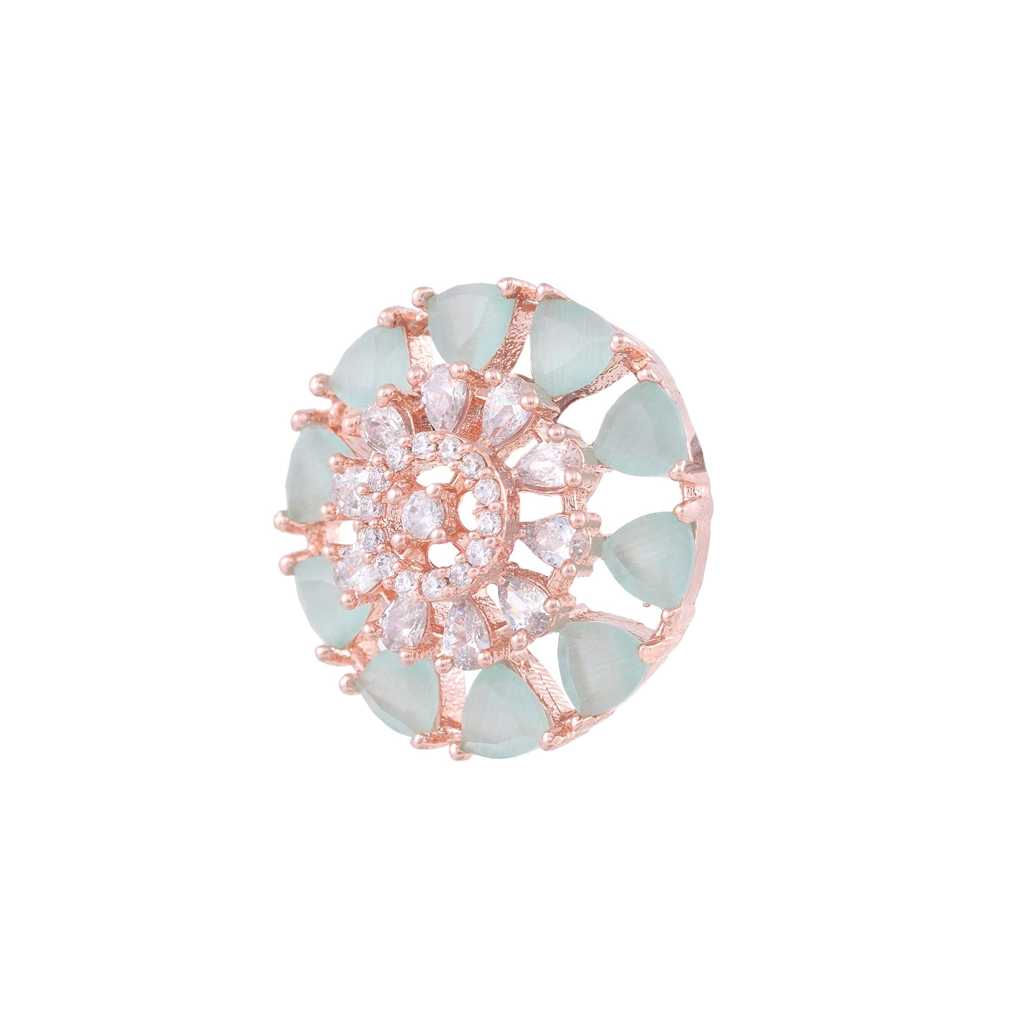 Subtle Light Blue Tops Turquoise Studs Ad Handcrafted Rose Gold Plated Earrings for Women and Girls