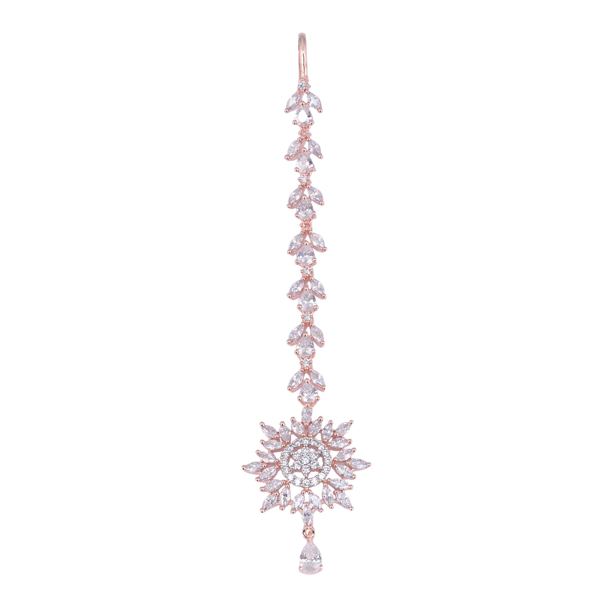 Stylish Diamond Maang Tikka Rose Gold plated & Handcrafted for Women & Girls