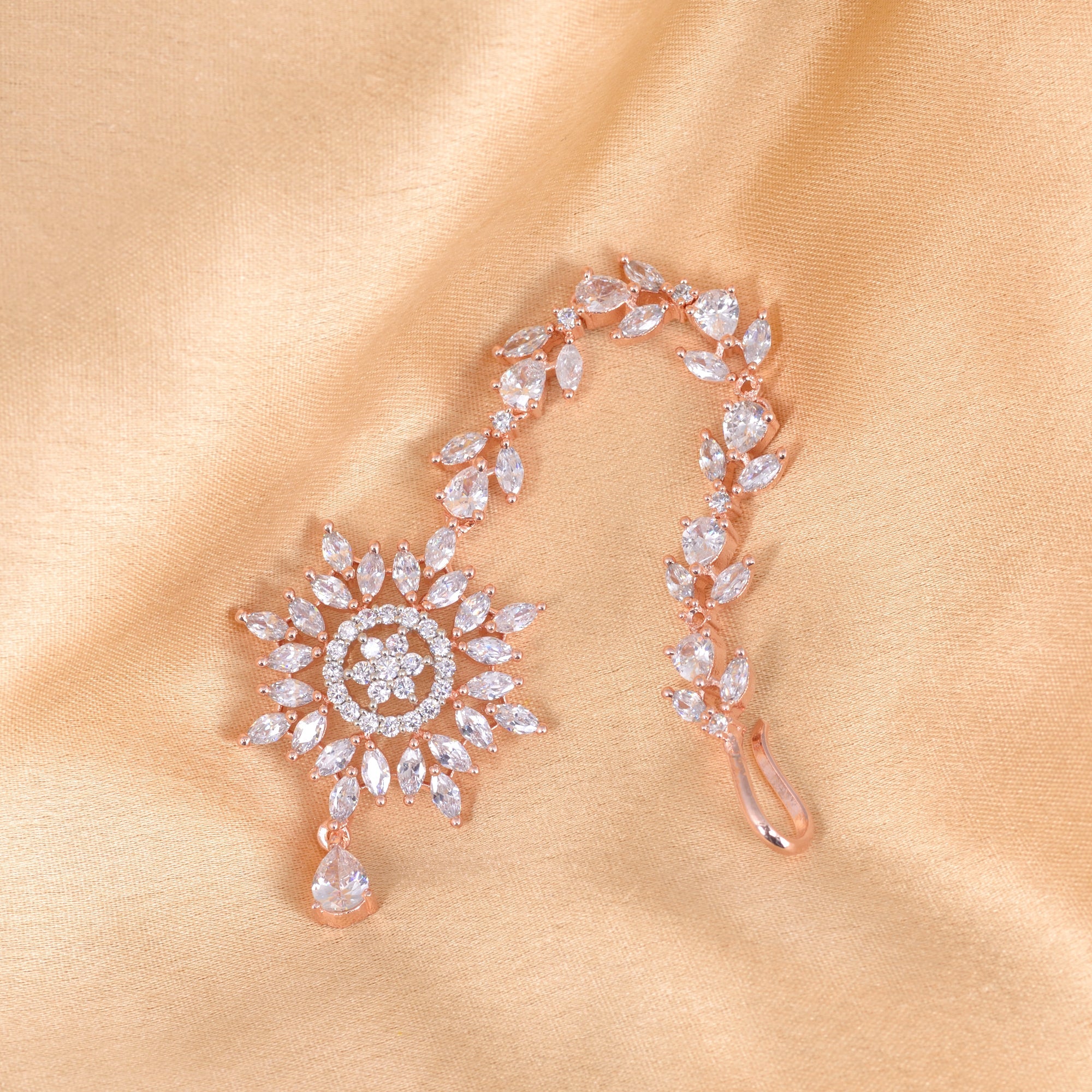 Stylish Diamond Maang Tikka Rose Gold plated & Handcrafted for Women & Girls