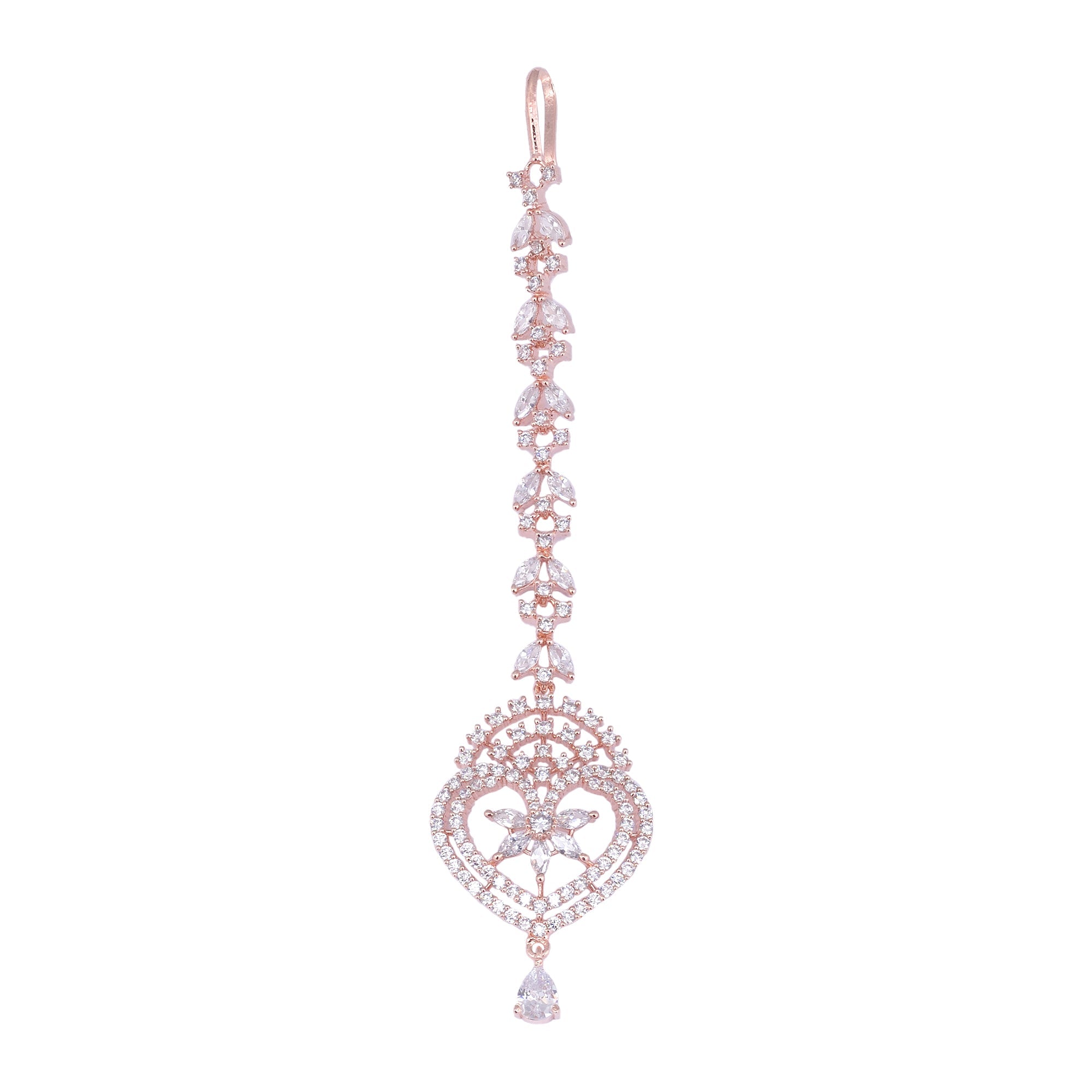 Heart-shaped Diamond Maang Tikka Handcrafted & Designer AD studded For Women & Girls