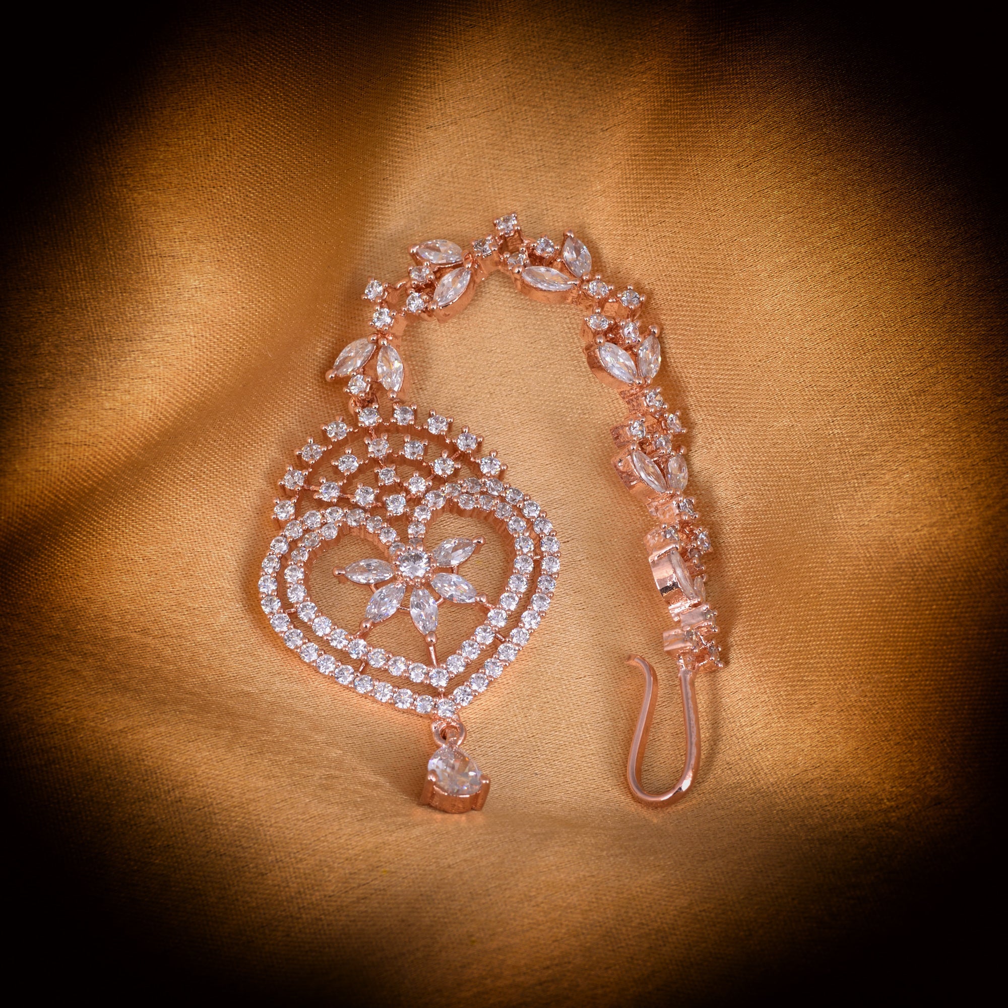 Heart-shaped Diamond Maang Tikka Handcrafted & Designer AD studded For Women & Girls