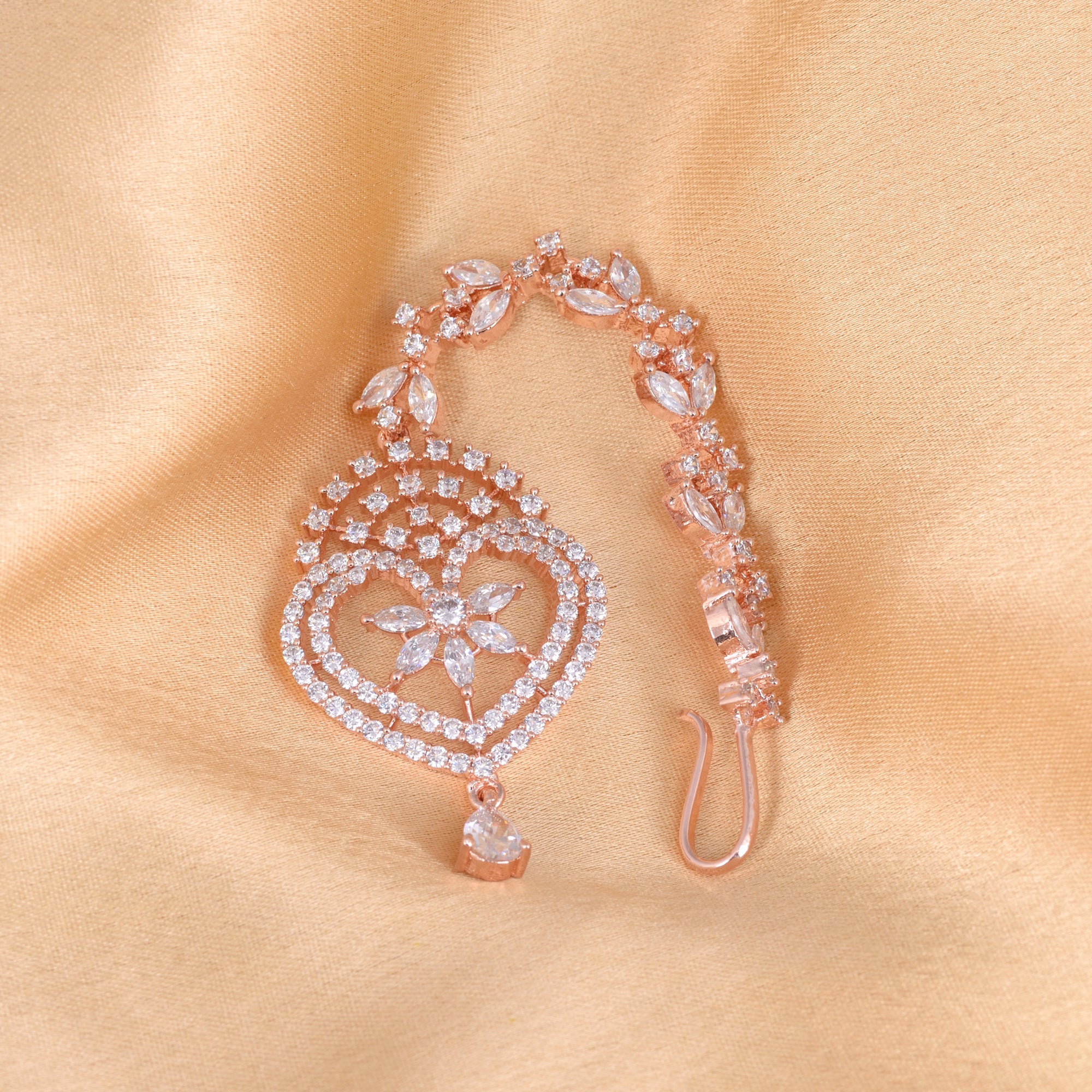 Heart-shaped Diamond Maang Tikka Handcrafted & Designer AD studded For Women & Girls