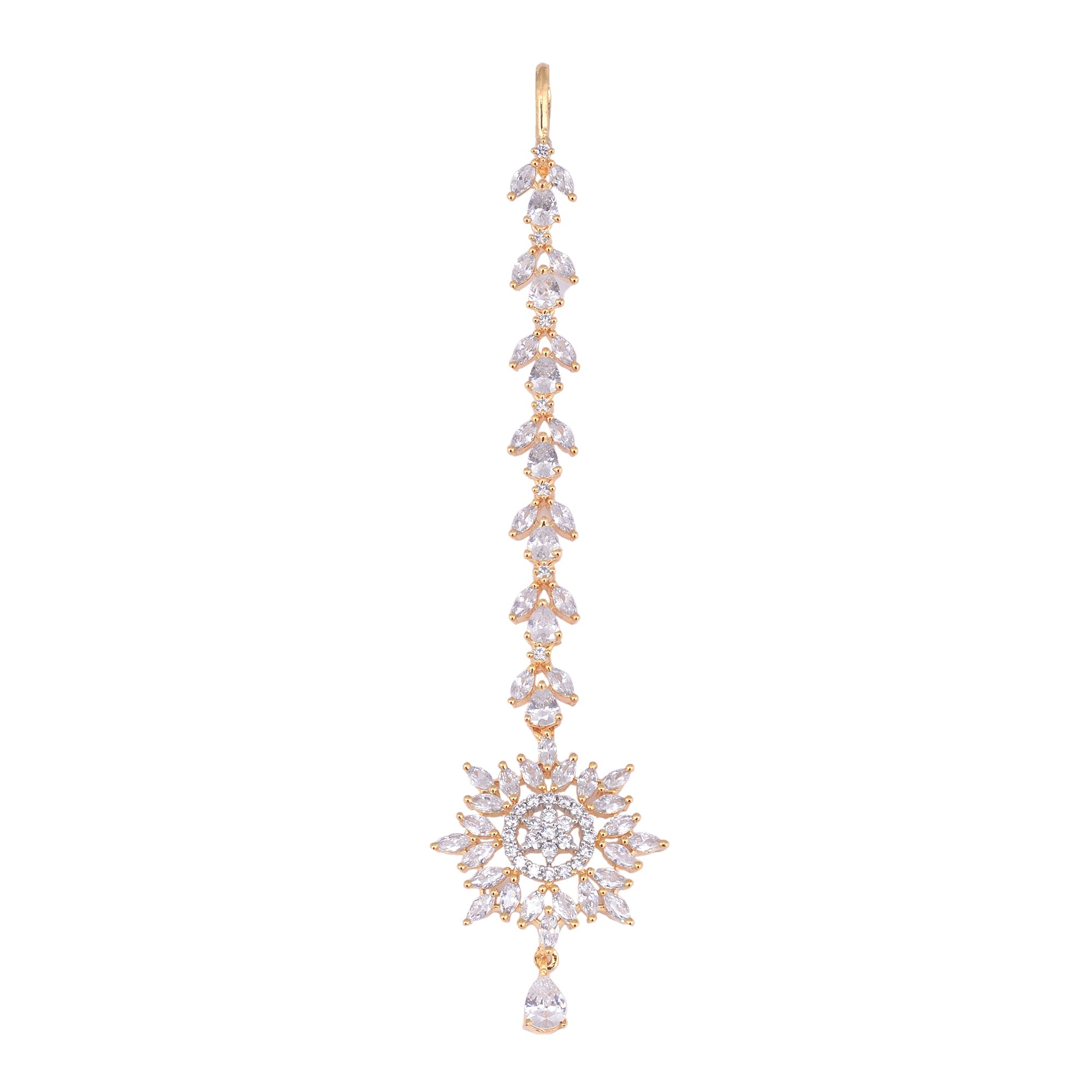 Gold plated Stylish Diamond Maang Tikka for Women & Girls