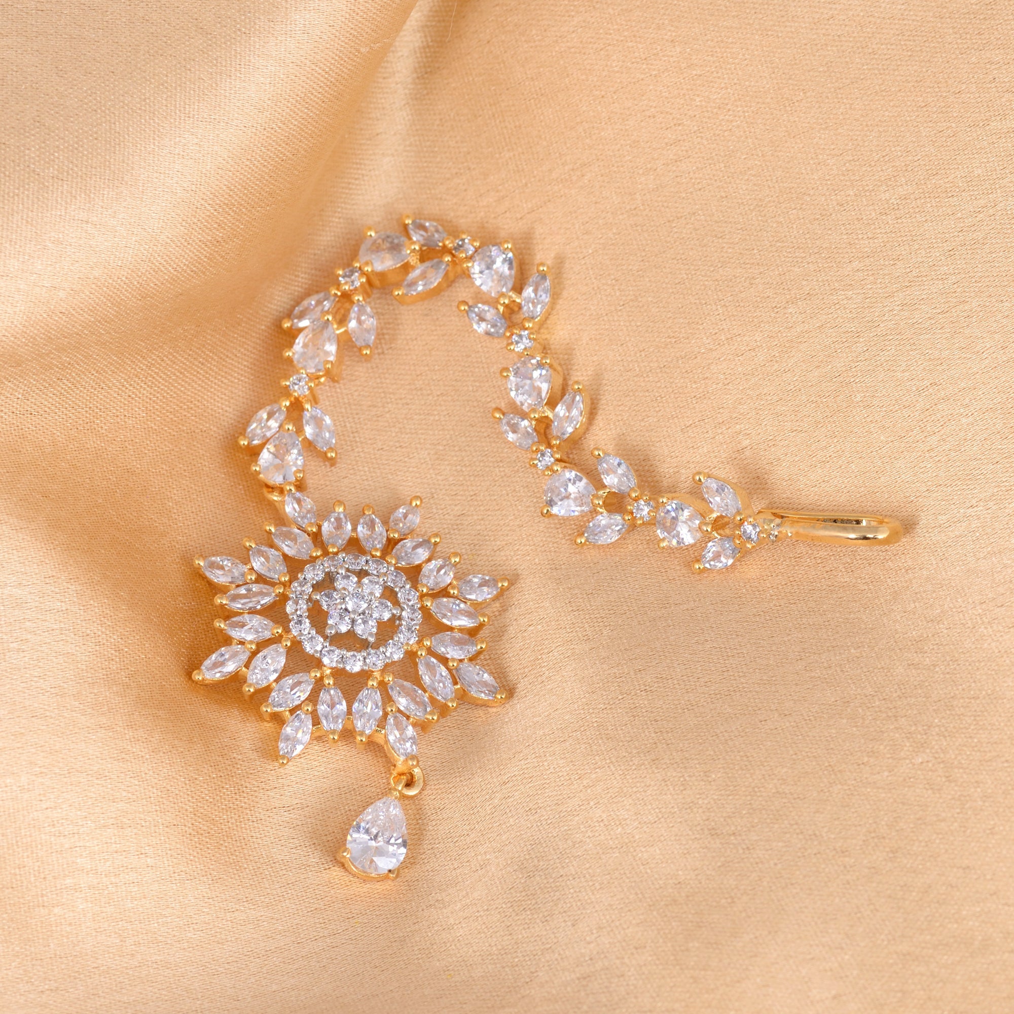 Gold plated Stylish Diamond Maang Tikka for Women & Girls