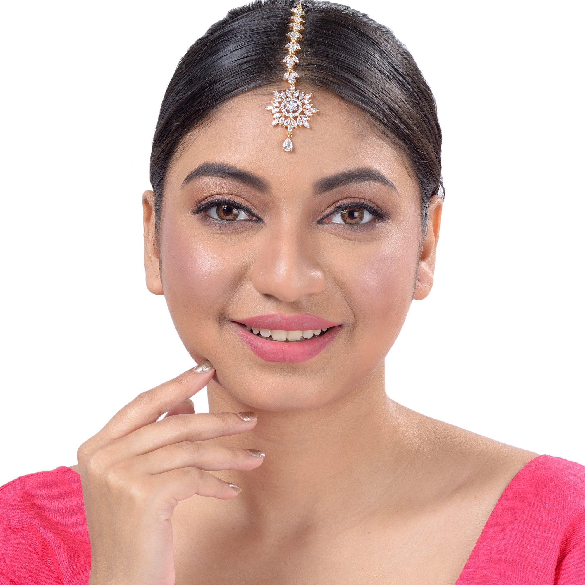 Gold plated Stylish Diamond Maang Tikka for Women & Girls