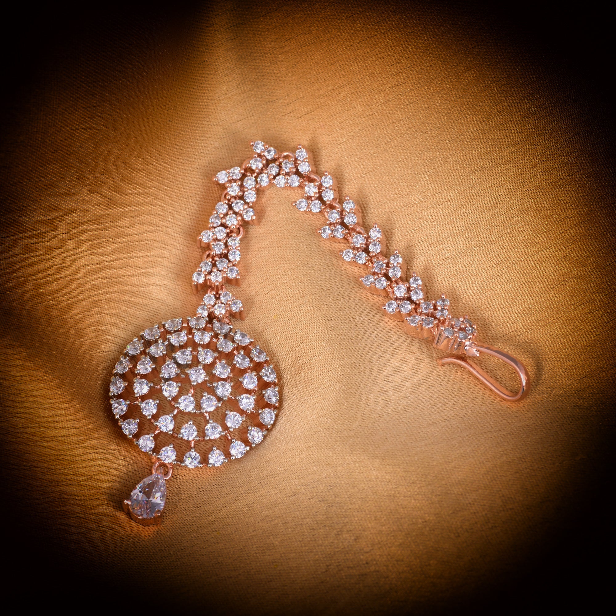 Simple Diamond Maang Tikka Rose Gold plated for Women & Girls