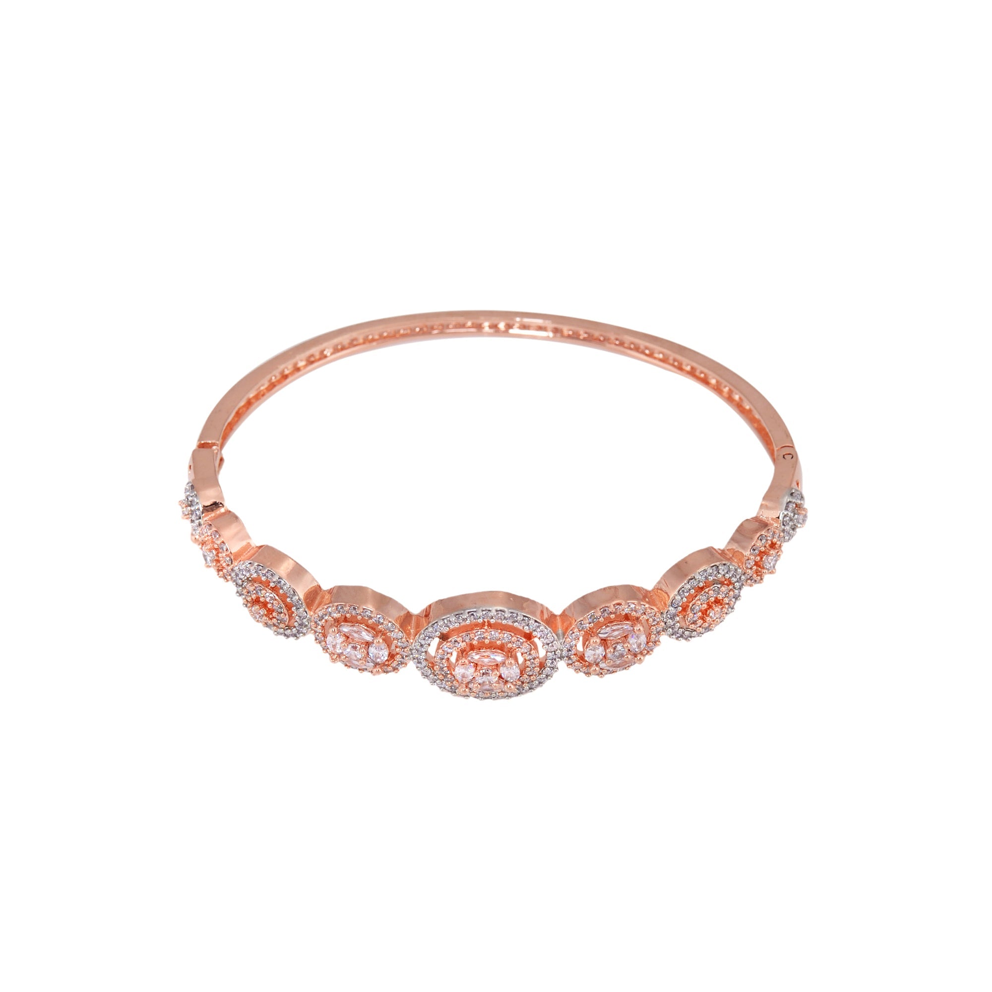 Diamond Encrusted Handcrafted Bracelet, Rose Gold Plated For Women And Girls