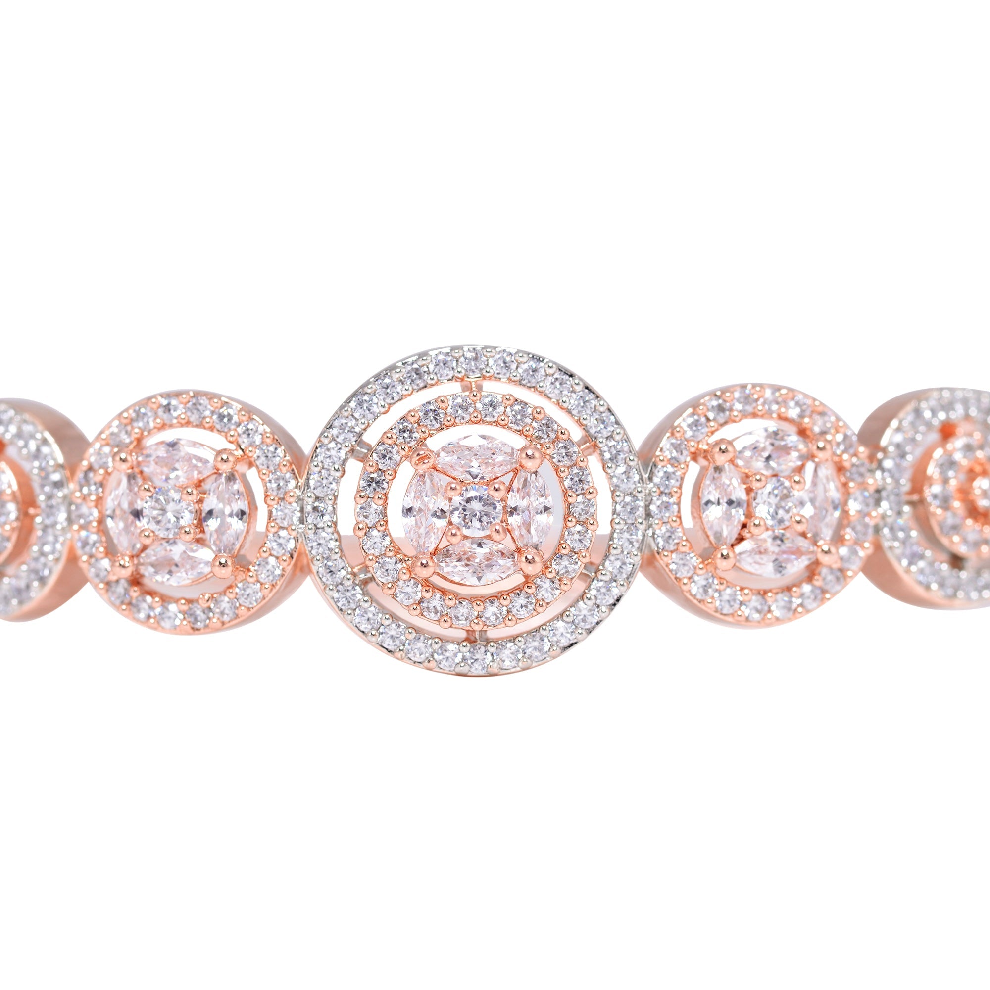 Diamond Encrusted Handcrafted Bracelet, Rose Gold Plated For Women And Girls