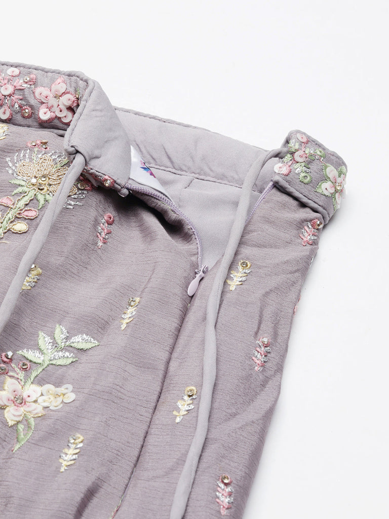 Women 's Mauve Georgette Sequins with heavy Zarkan embroidery Ready to Wear Lehenga choli & Dupatta