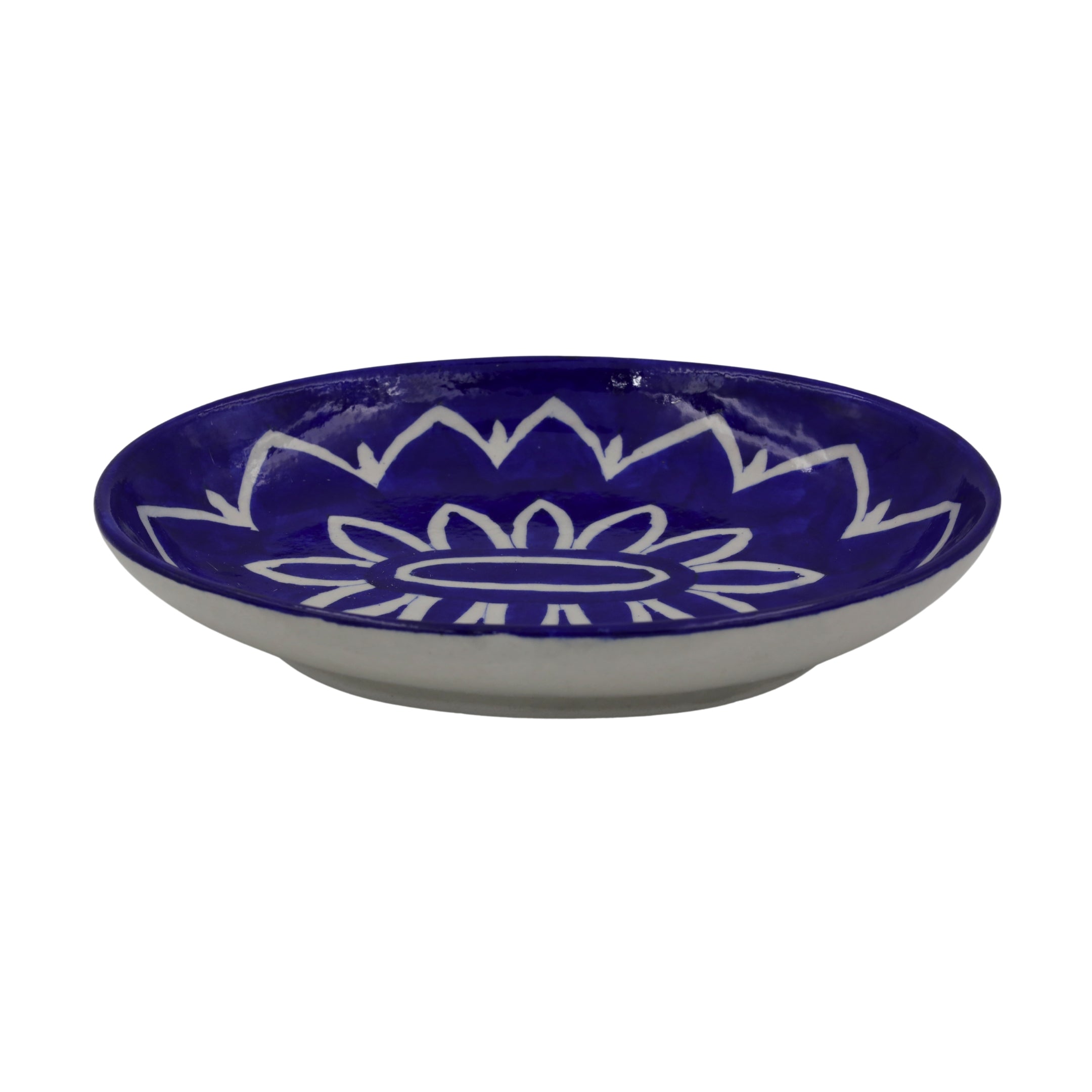 Blue Pottery Oval  Decorative  Plate - Blue - Natriel