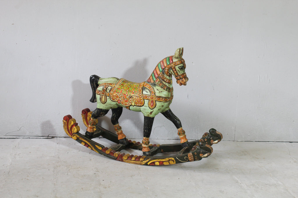 Large Statement Piece Hand-Painted Wooden Horse