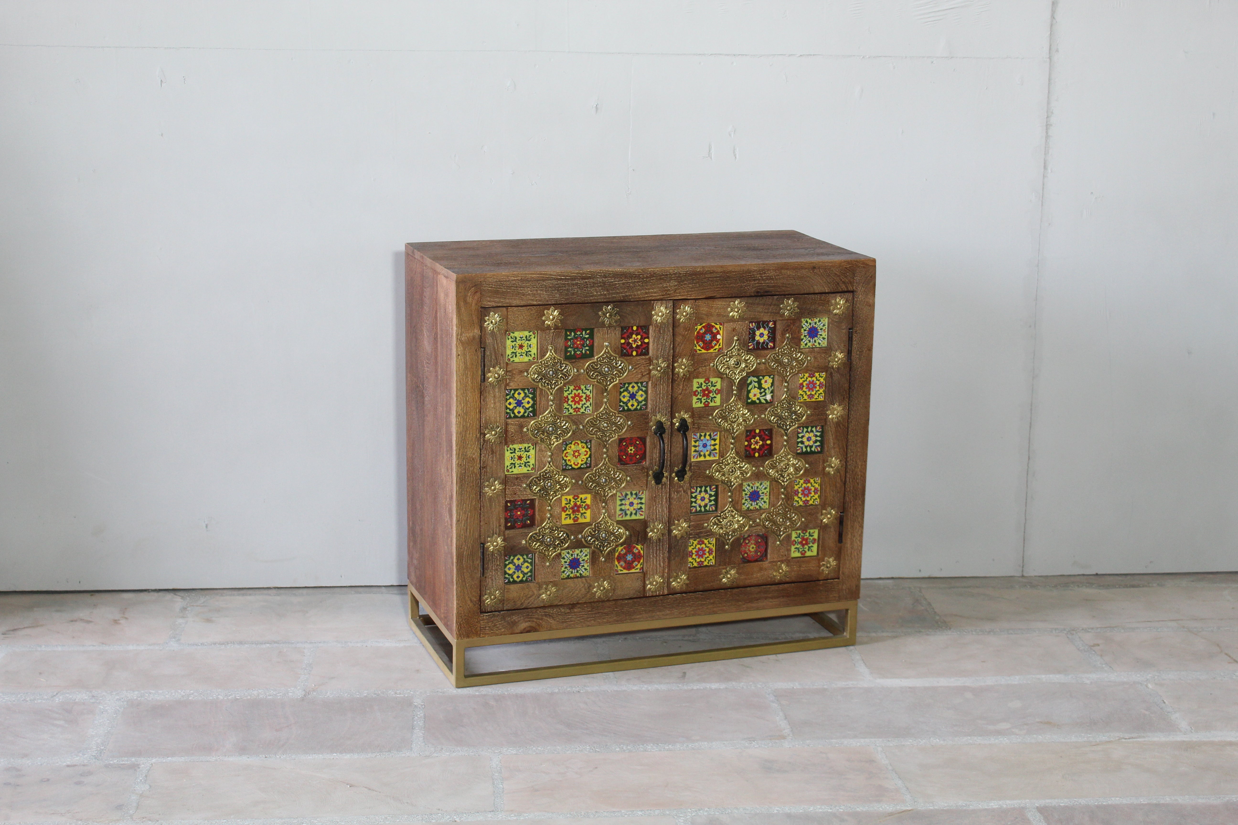 Mango Wood Sideboard with Iron Accents