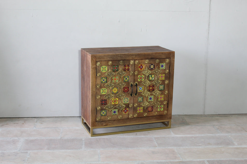 Mango Wood Sideboard with Iron Accents