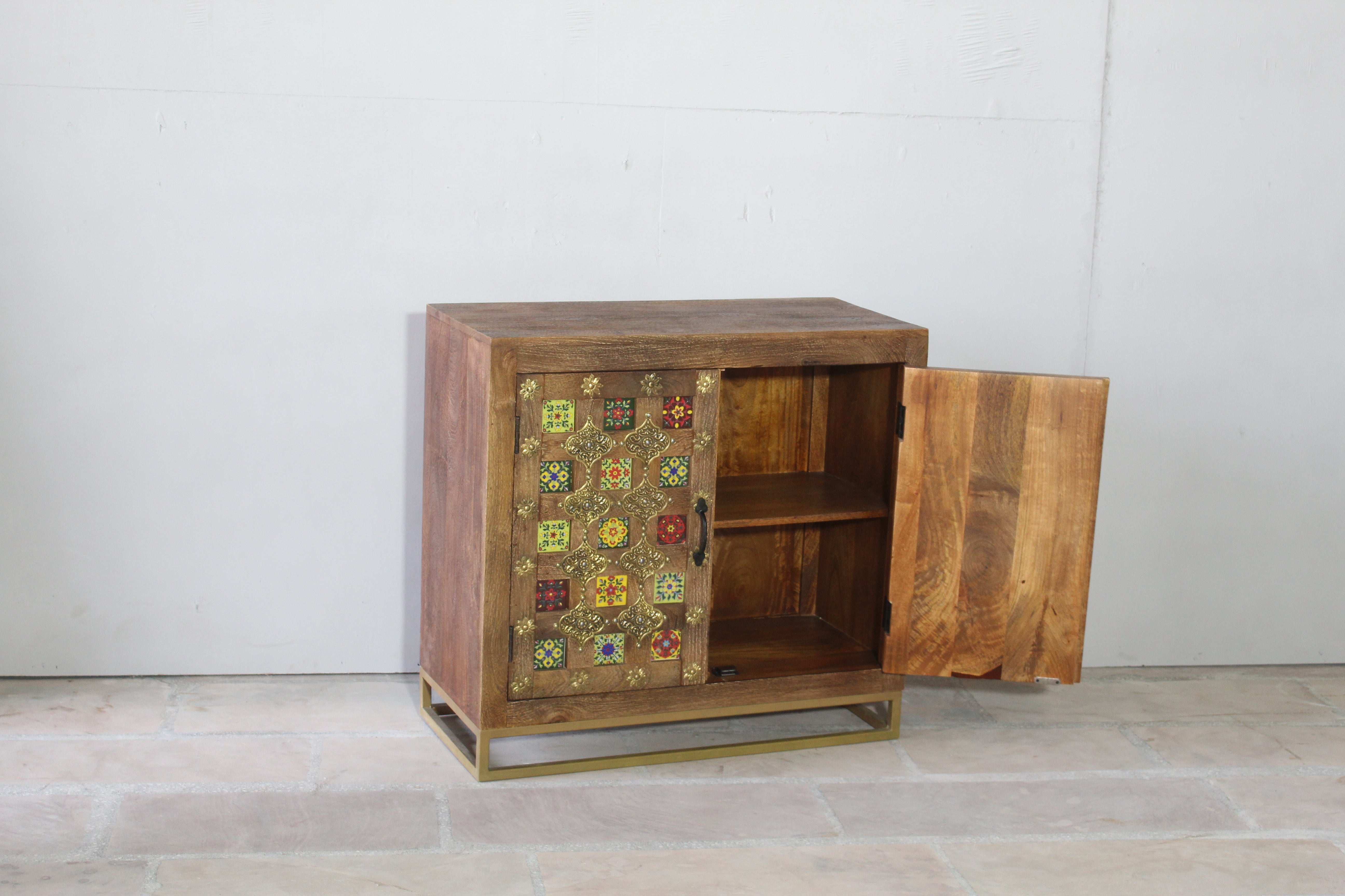 Mango Wood Sideboard with Iron Accents