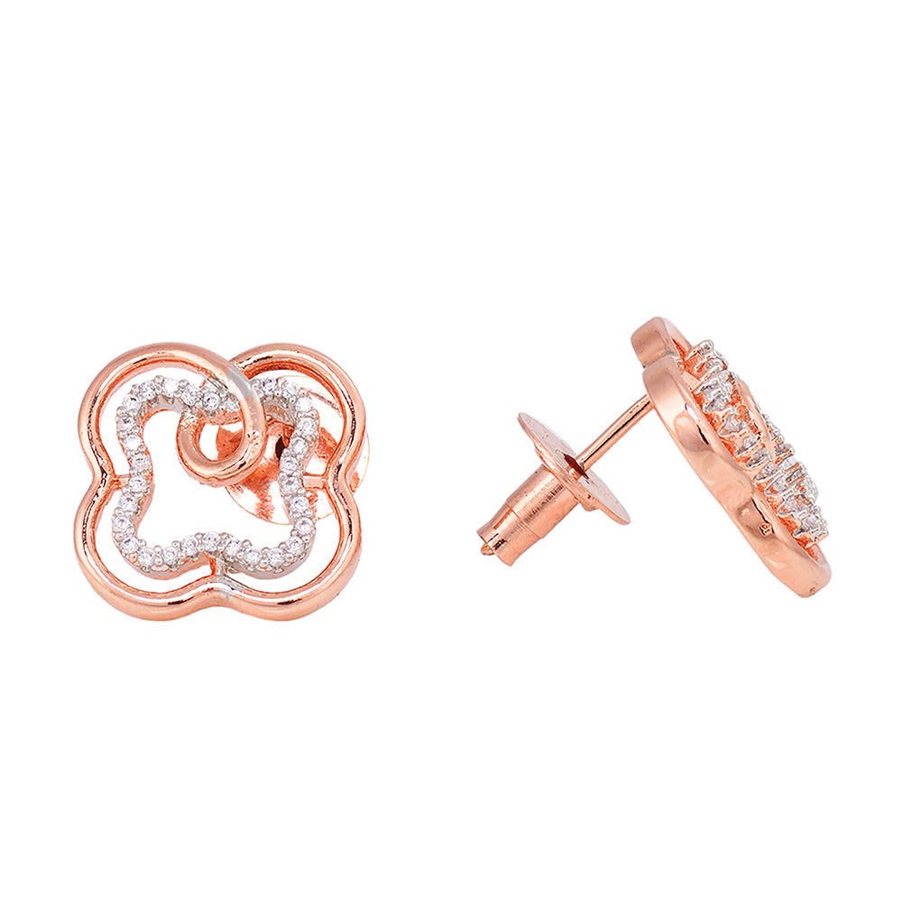 Women's Rose Gold Toned White Ad Designer Locket Jewellery Set