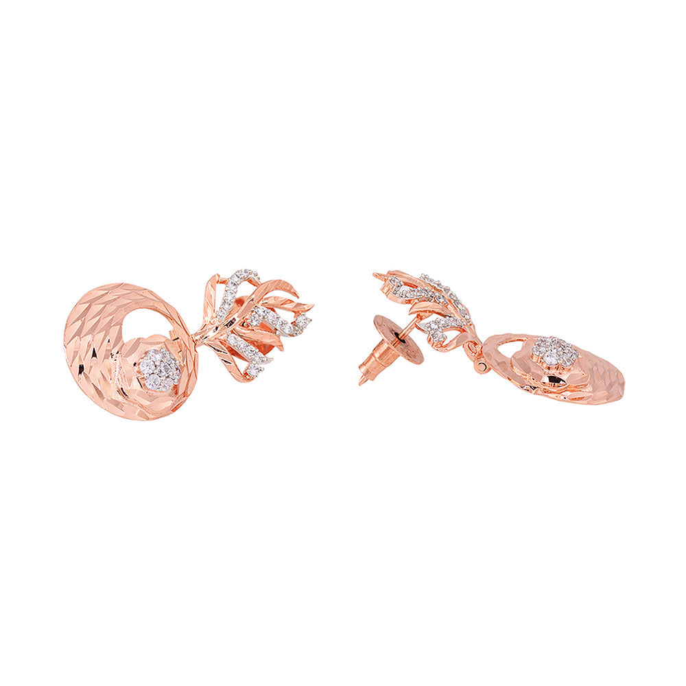Women's Rose Gold Plated Ad Studded Designer Locket Jewellery Set