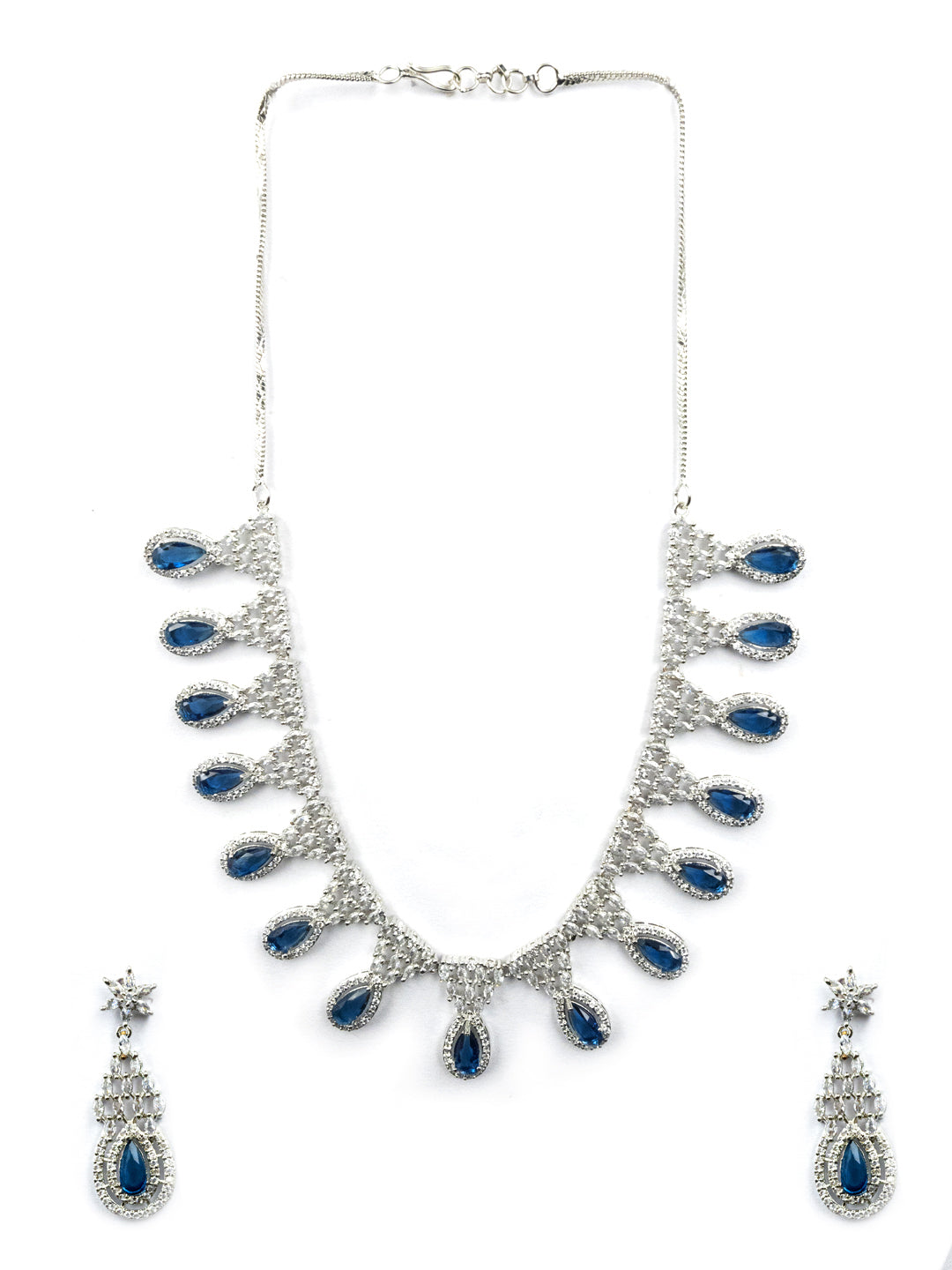 Women's Fashionable Cubic Zirconia Multi Tear Drop Necklace Set for Parties