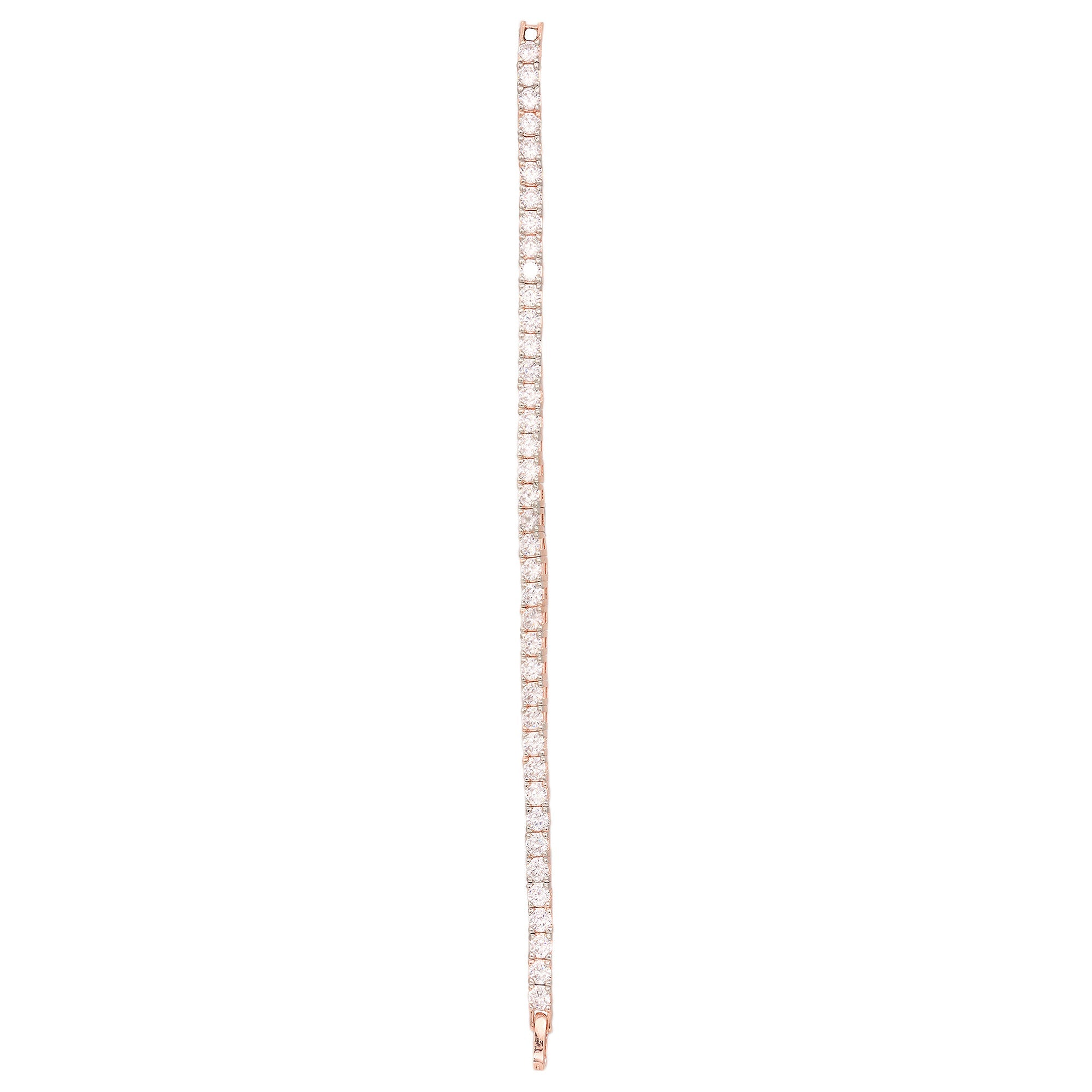 Rose Gold Plated White Ad Solitaire Studded Tennis Dainty Bracelet For Women And Girls