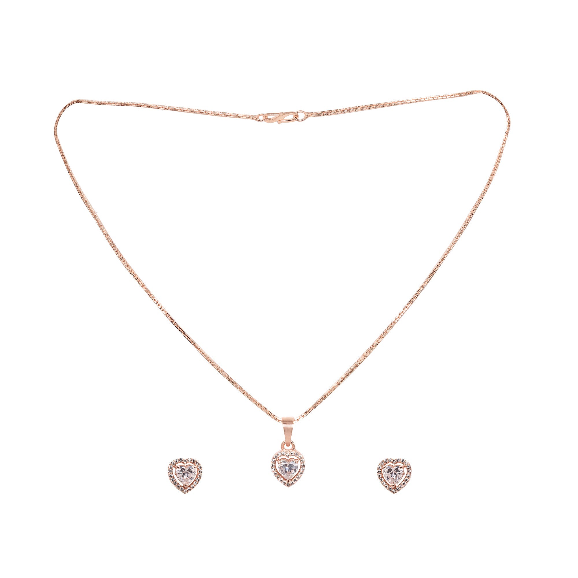 Women's Rose Gold Toned Ad Locket Jewellery Set